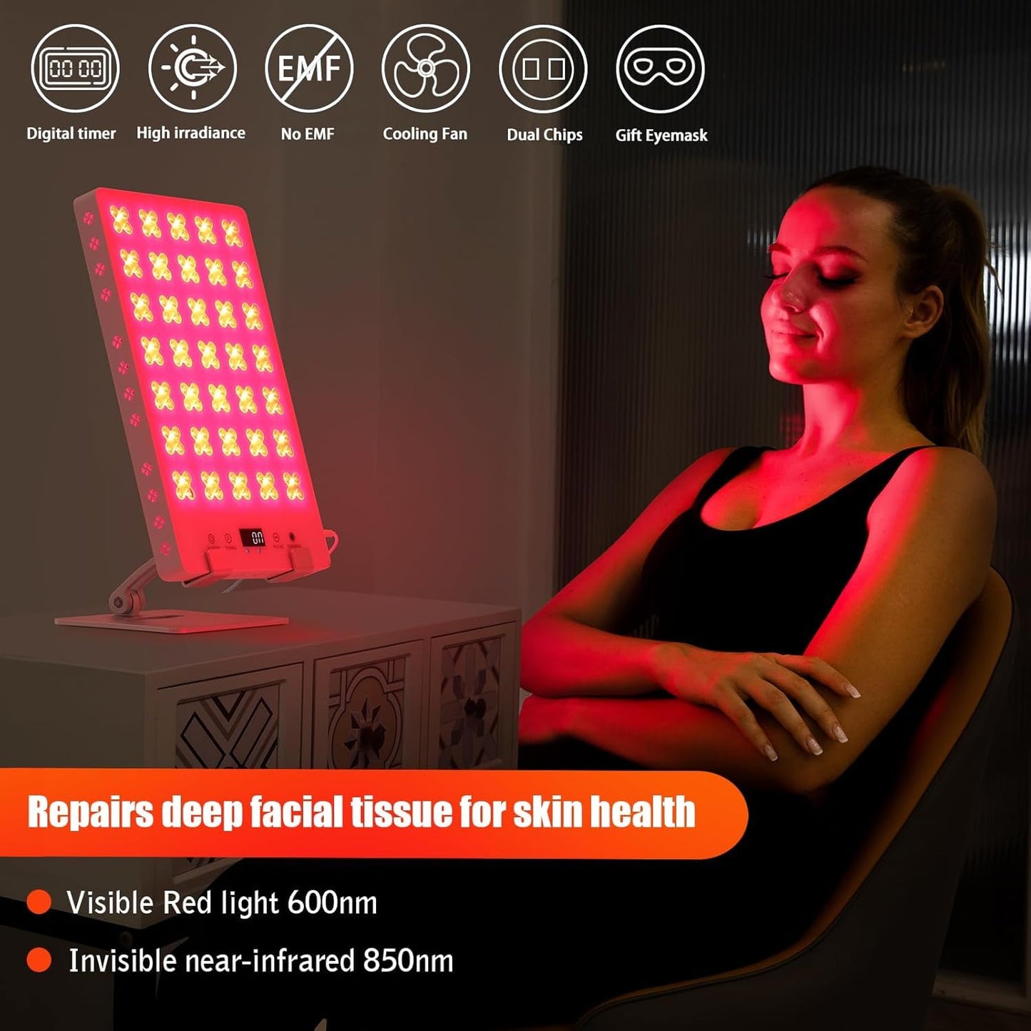 Red Light Therapy Panel for Body, 660nm Red & 850nm Near Infrared Light Therapy Panel for Full Body & Face Supports Pain Relief, Skin Care, Recovery, Sleep & Performance