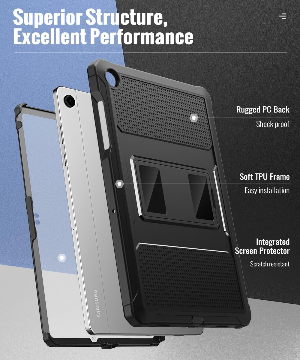 MoKo A11+ A9 11-Inch 2026/2024, A11+/ A9+ Case Fit Samsung Galaxy Tab Plus/ Plus Shockproof Full Body Rugged Stand Back