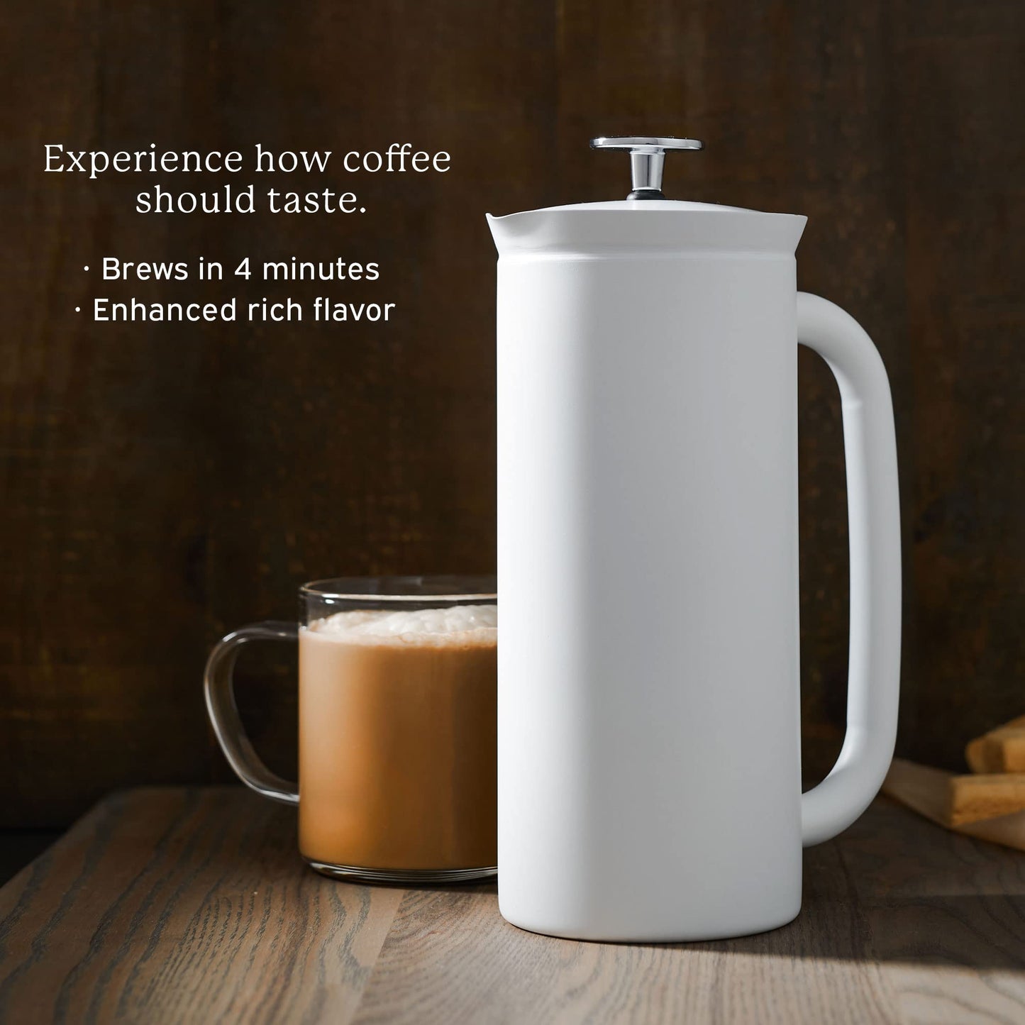 ESPRO - P7 French Press - Double Walled Stainless Steel Insulated Coffee and Tea Maker with Micro-Filter - Keep Drinks Hotter for Longer (Matte White, 32 Oz) Cleaning Powder