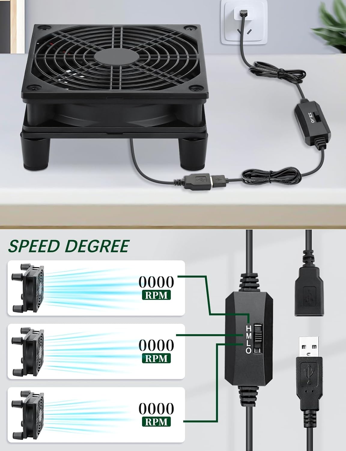 120mm 5v 3 5G USB Computer Cooling Fan Speed Controller Quiet Cooling for Router Xbox PlayStation Receiver DVR T-Mobile