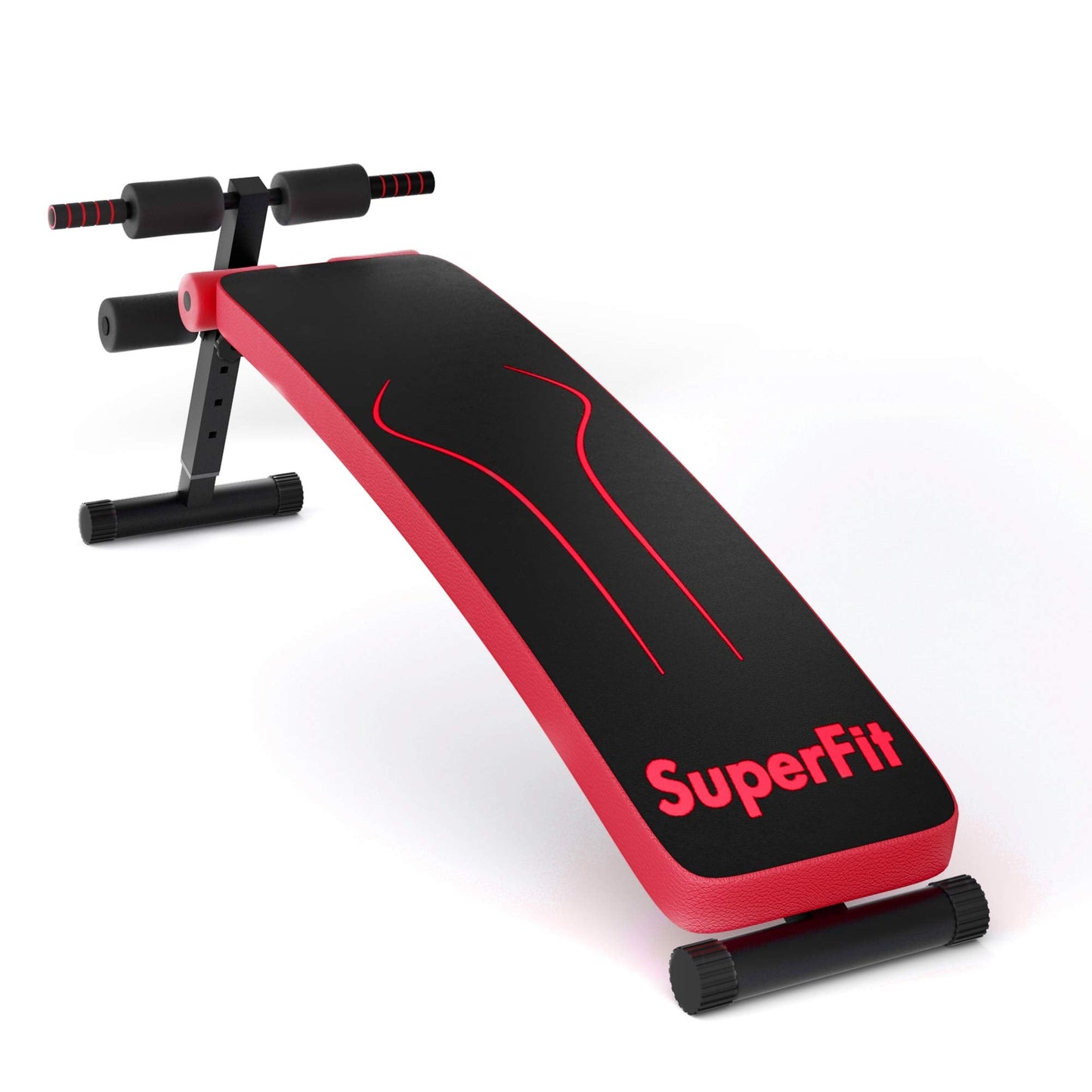 Goplus Adjustable Sit Up Bench, Abdominal Training Workout Slant Bench, Decline Curved Ab Bench for Home Gym Ab Exercises (Red)
