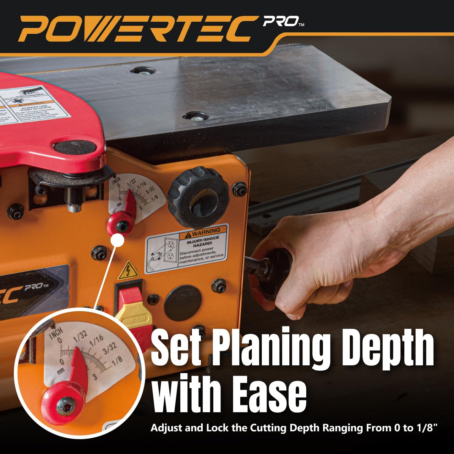 POWERTEC PRO 6-Inch Benchtop Jointer - 10-Amp, 2-Blade Wood Jointer for Woodworking with Adjustable Fence and Dust Port (BJ603)