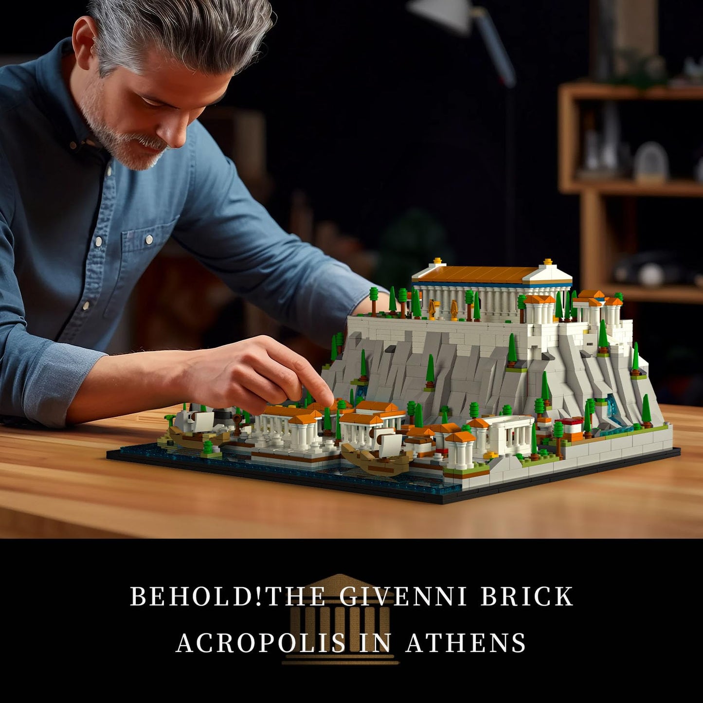 Givenni Architecture The Acropolis in Athens Building Sets; Collectible Model for Adults; Home Décor Model Building Kit, Creative DIY Activity, Famous Landmarks Collection (1947 Pieces)