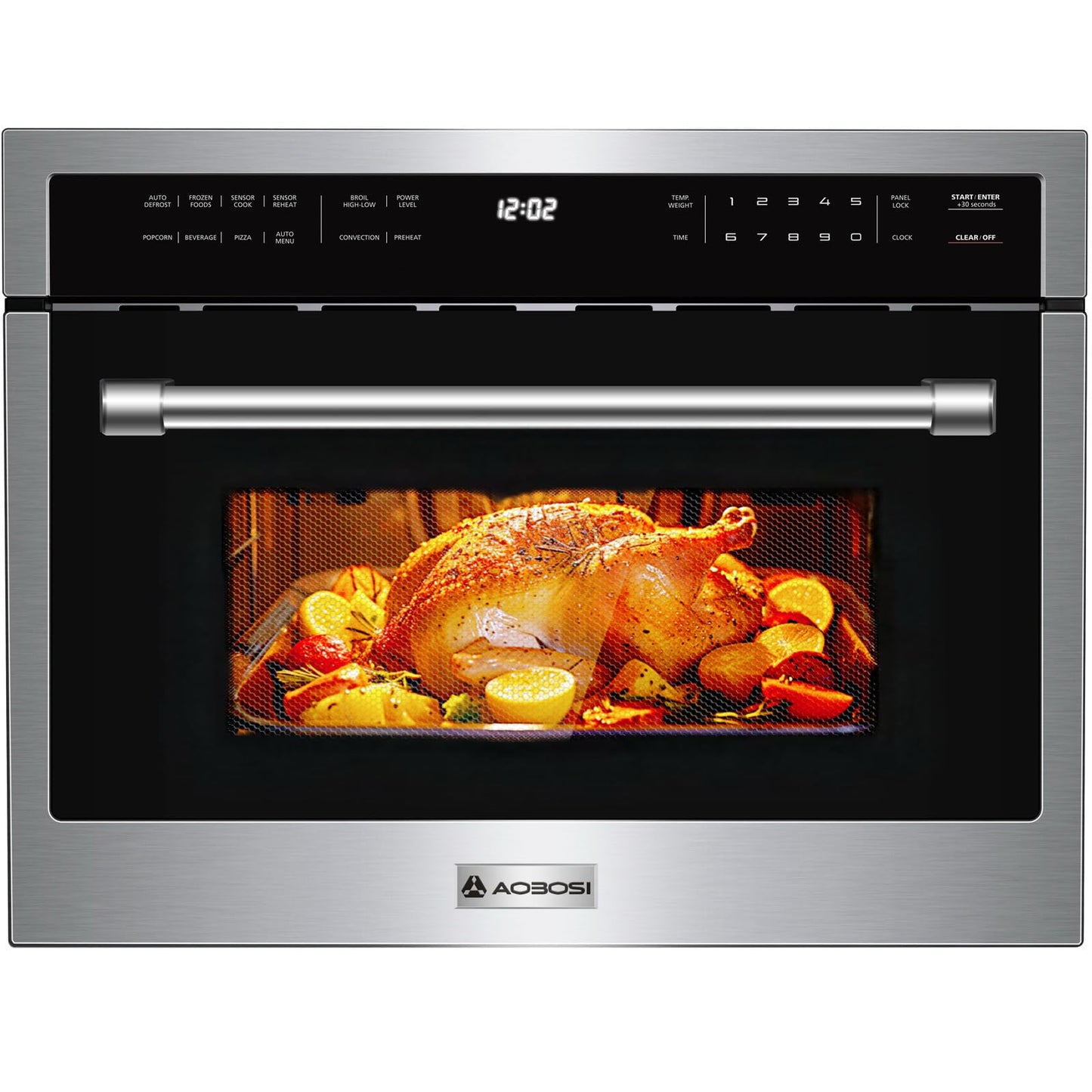 AAOBOSI 24 Inch Built in Microwave Convection Oven,1.6 Cu.Ft Wall Microwave Ovens Air Fryer Combos(upgraded), 1000Watt Power Sensor&Auto Cook, 12 Cooking Modes, Drop Down Door,Stainless Steel