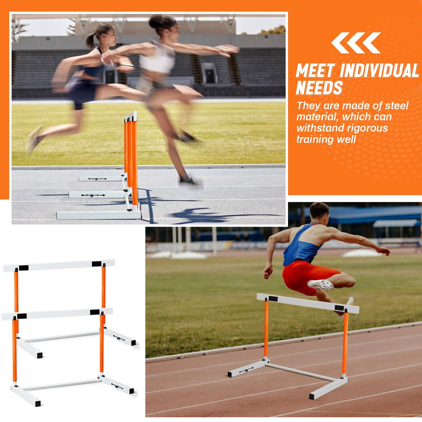 Blulu 4 Pcs Adjustable Track and Field Hurdles Height Sports Training Hurdle with Counterweight 30 to 42 Inch Heavy Duty Track and Field Equipment Practice Training for Athletes Adults