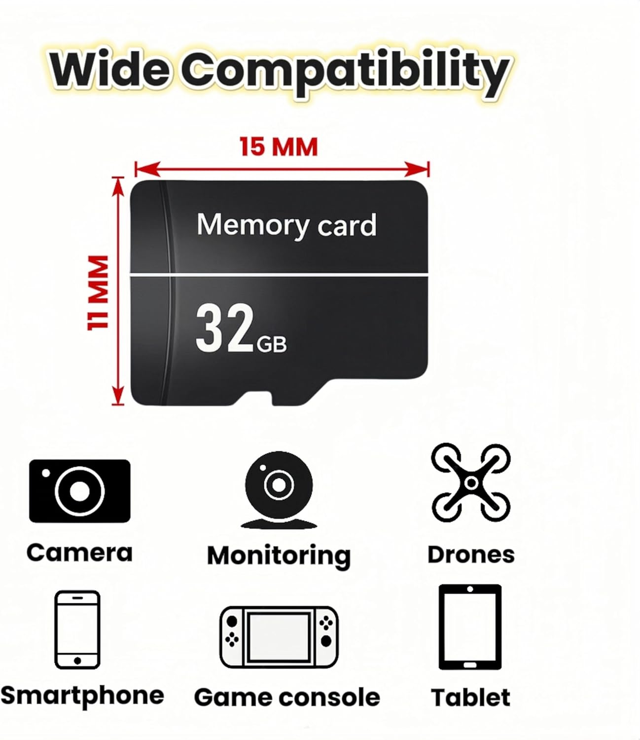 QUORVIXIA 32GB Memory Card, High Speed Data Transfer, for Security Cameras, Dash Cam, Phones, Gaming & Recording