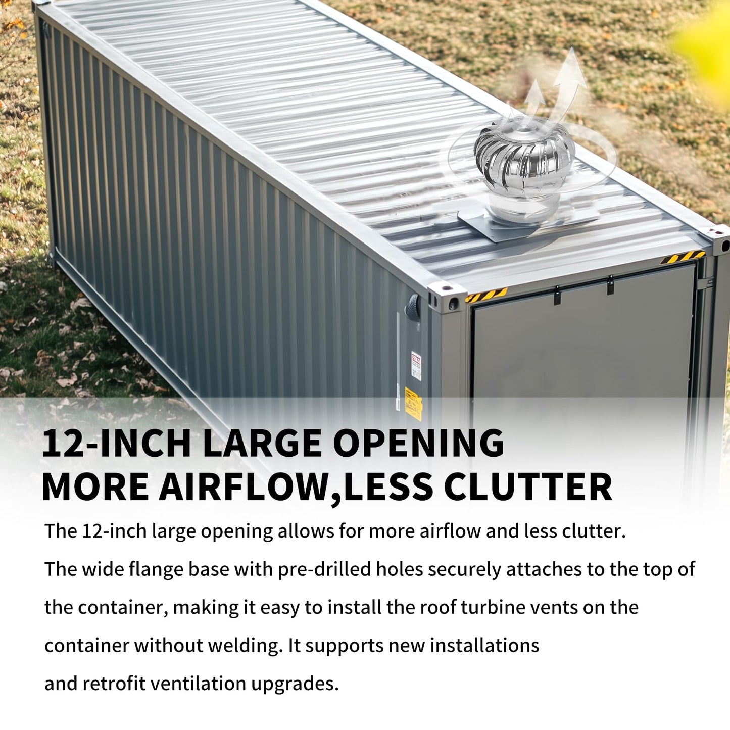 12 Inch Shipping Container Roof Vent Adapter for Container House Roof with 3.5 Inch Rib Spacing, Compatible with Whirlybird Turbine Vent Solar Vent (Gray)