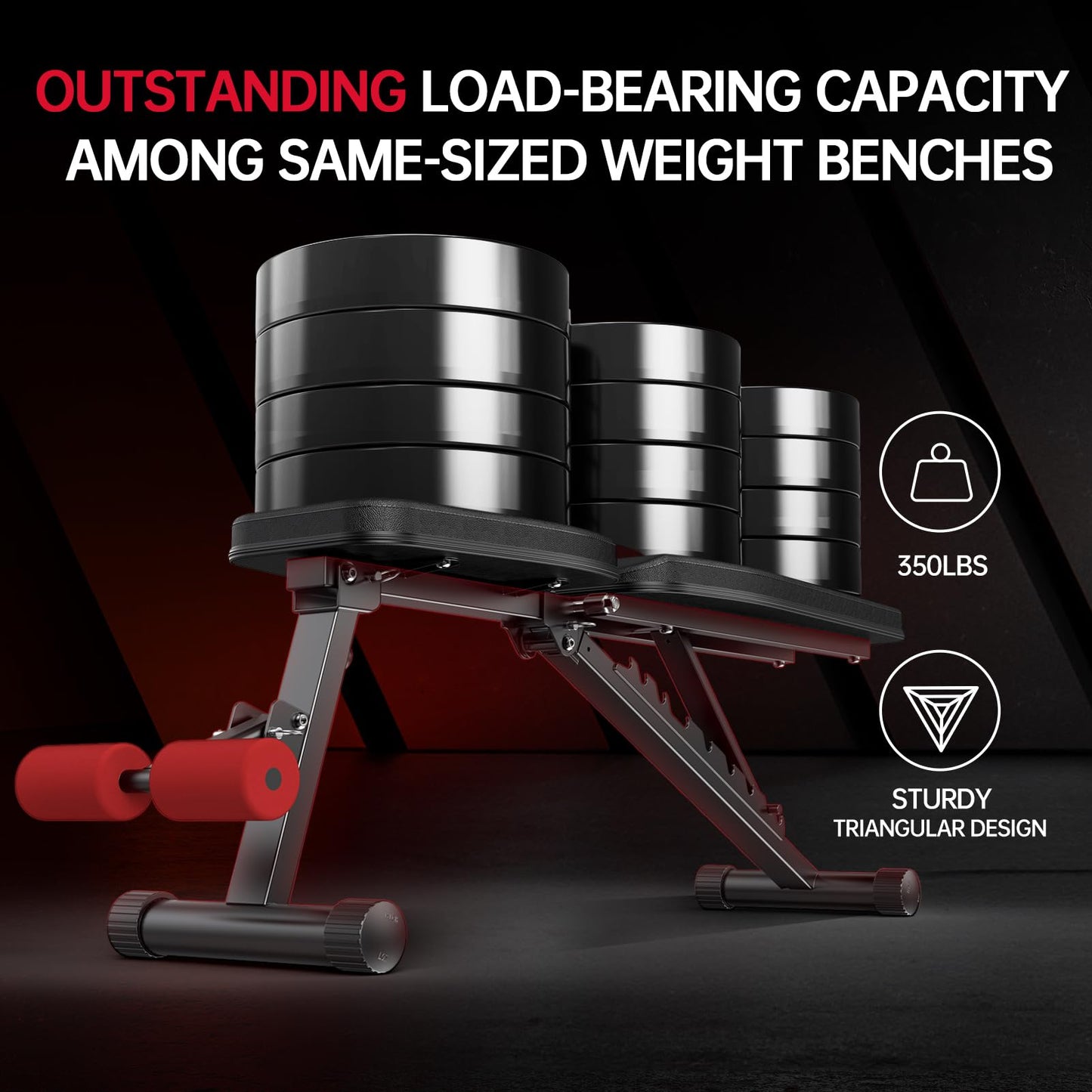 PASYOU Adjustable Weight Bench for Home Gym, Foldable Workout Bench with Incline & Decline Positions, Compact Full Body Strength Training Bench