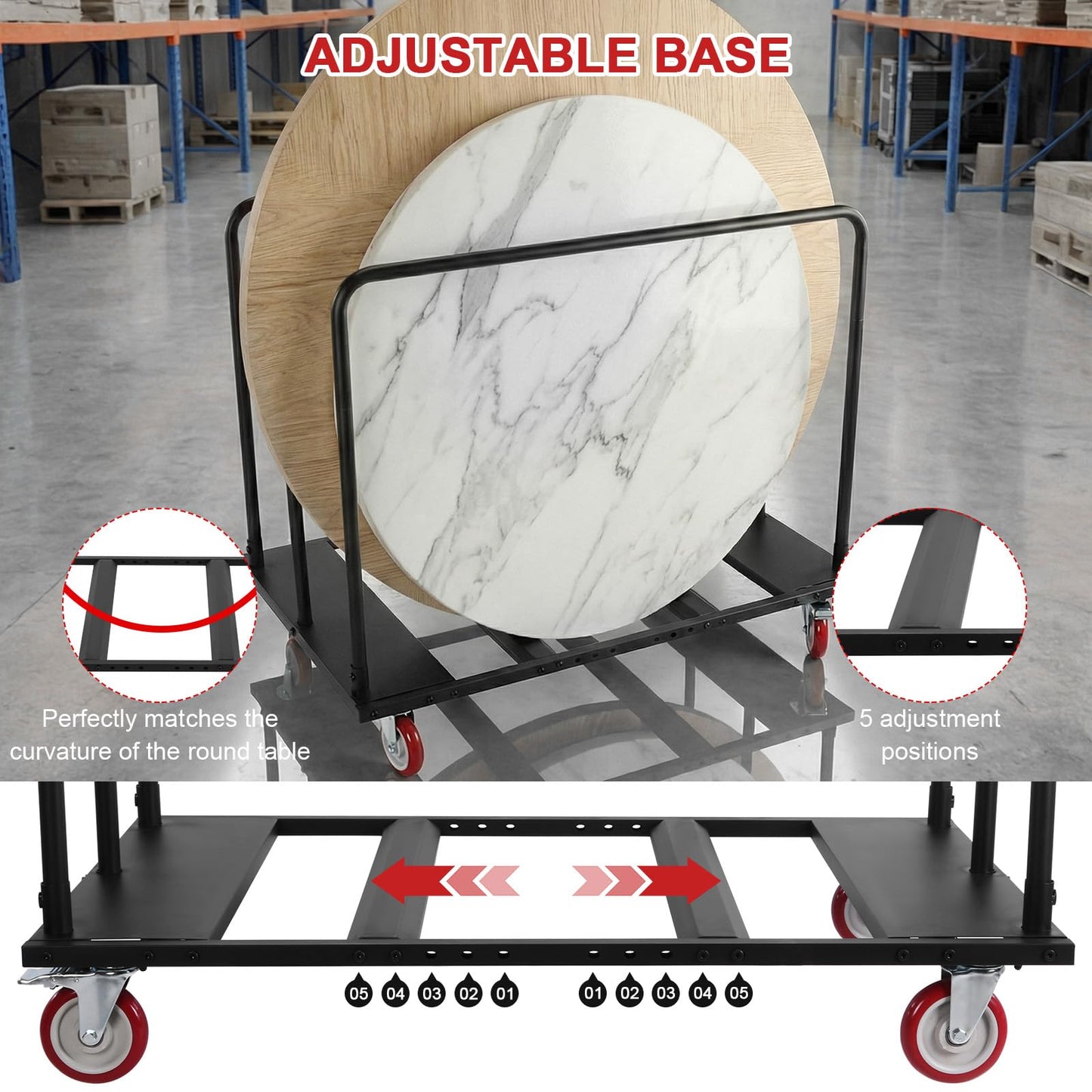Heavy Duty Table Dolly with PU Swivel Wheels Heavy Duty Table Trolley 1800 LBS for Party Events Hotel Factory Warehouse