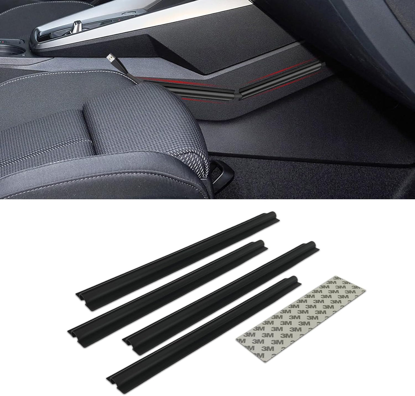 QZTYTY 4PCS Car Concealed Wire Cover, Car Wire Sleeve, Automotive Power Cord Cover, Car Interior Accessories Adhesive