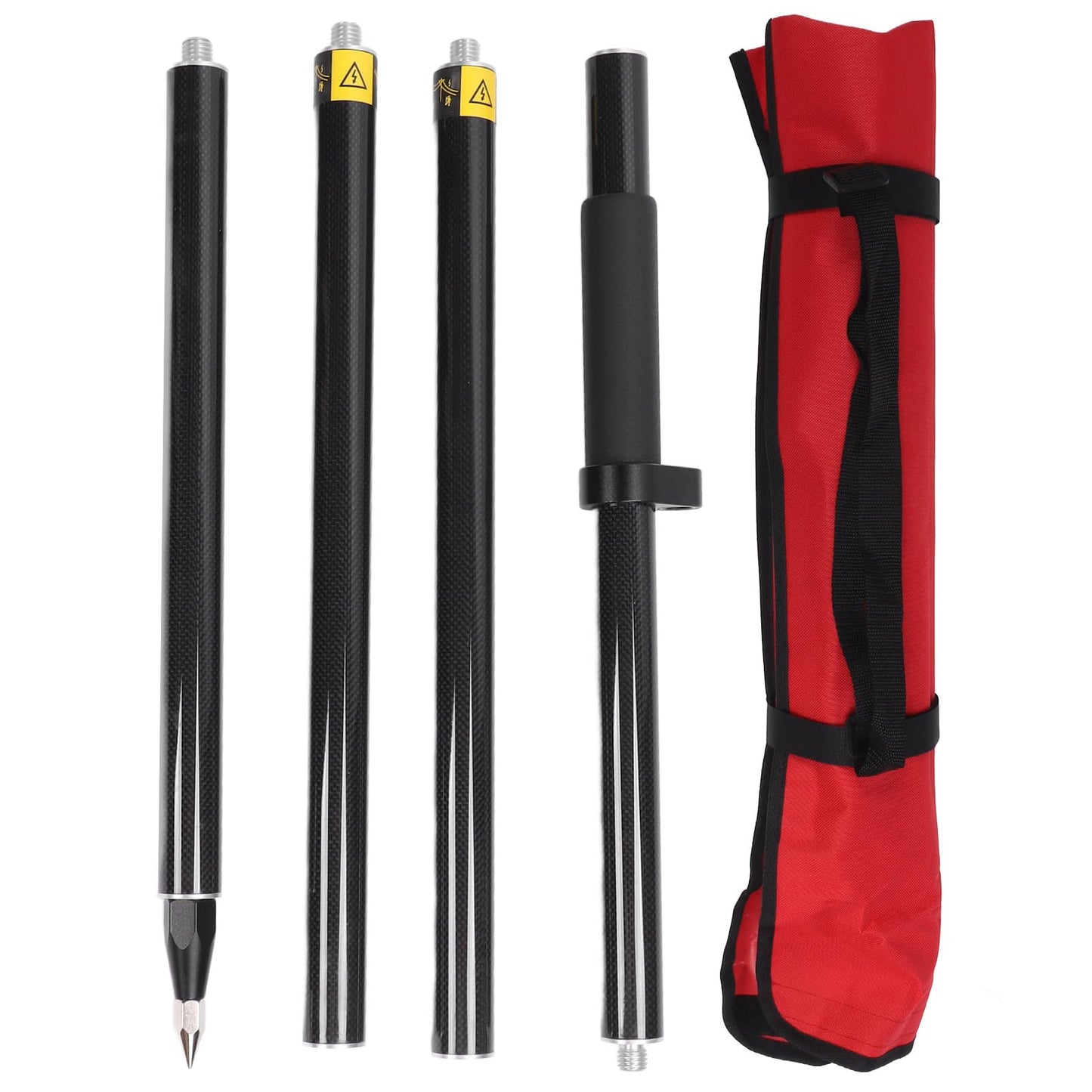 Land Surveying Equipment 4 Section Survey Pole 2 Meter 4 Section Survey Pole RTK Carbon Fibre Surveying Prism Pole with Level Bubble 0mm Constant