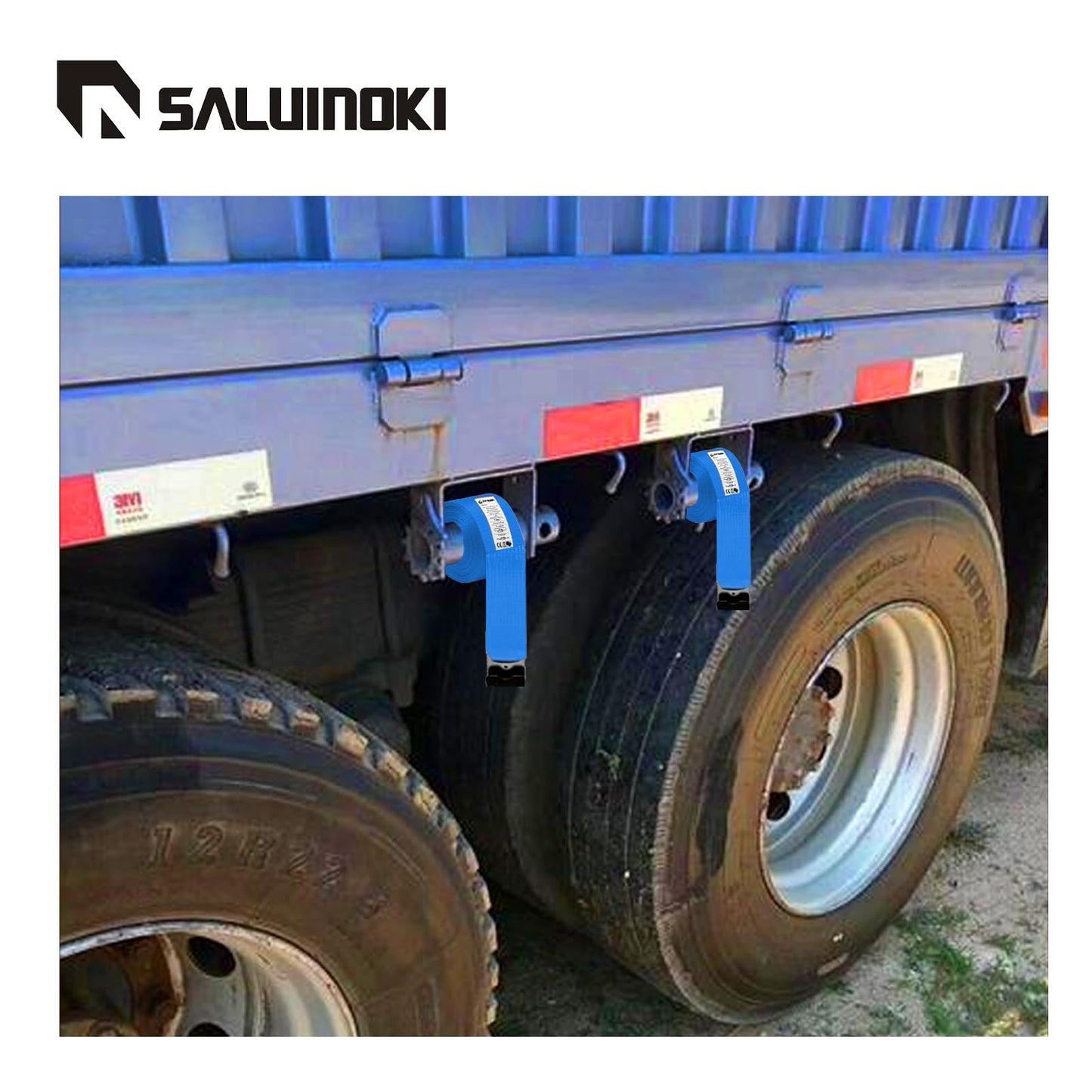SALUINOKI 12Pack 4 inch Straps Flatbed Strap 4x30 Truck Strap for Flatbed Trailer Winch Strap Heavy Duty 4 inch Ratchet Straps Flatbed Blue