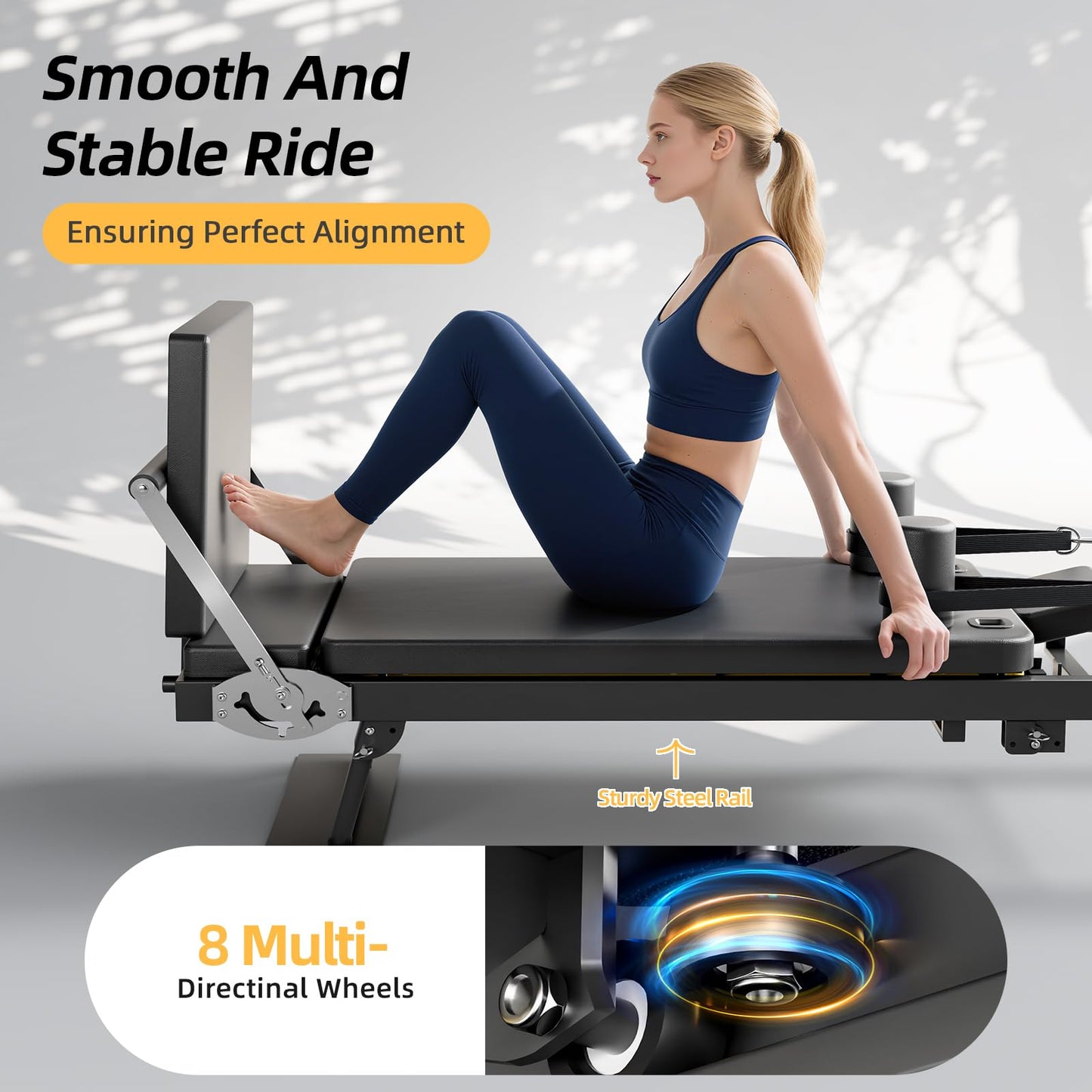 Buytime Pilates Reformer Machine with Tower, 93" Foldable Reformer Pilates Machine with Jumpboard and Wire Spings, Reformer Pilates Machine for Home Gym, Black