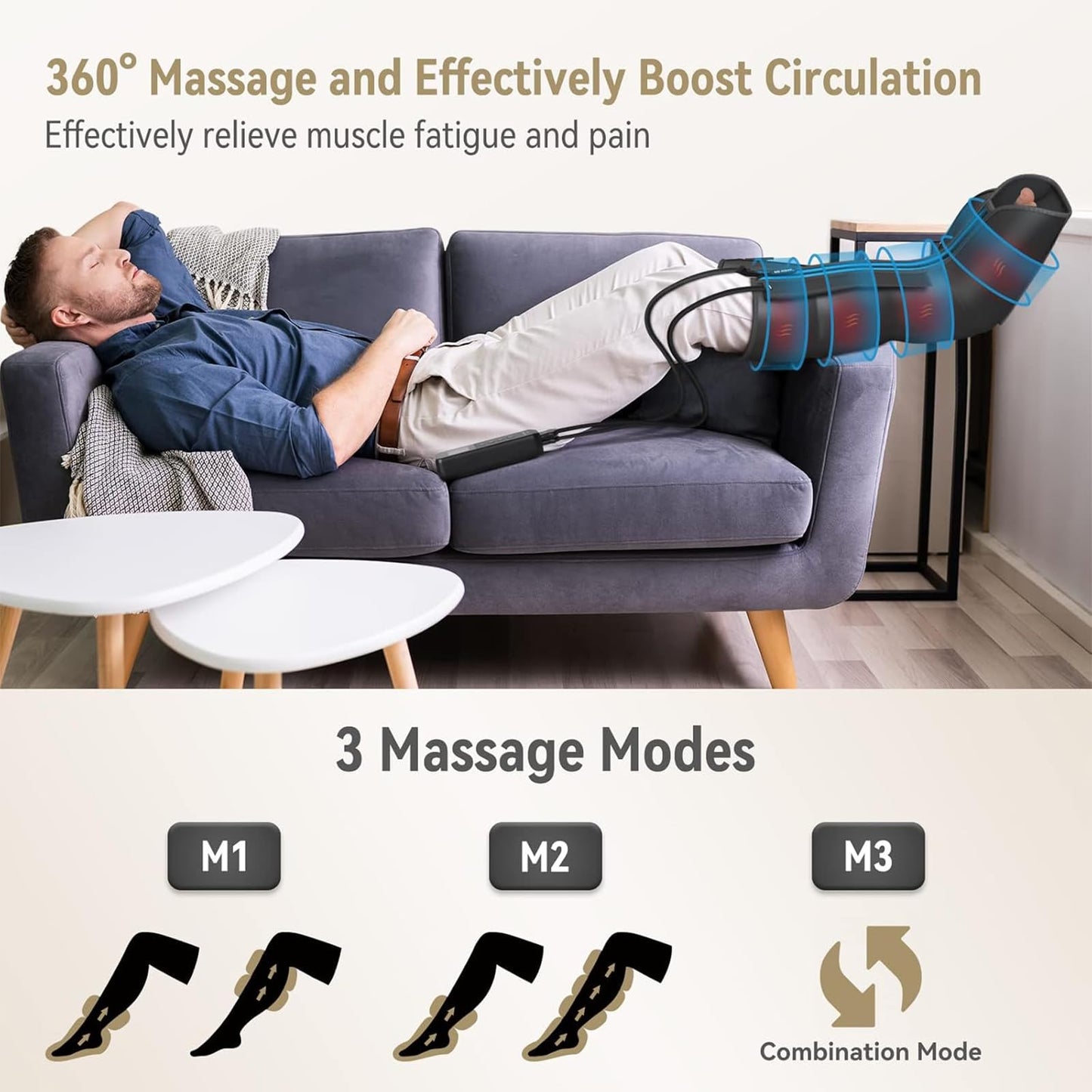 FIT KING Leg Massager with Heat and Compression Therapy – Leg Massage for Circulation, Swollen Leg, RLS Pain, Fatigue Relief – Foot Calf Massager Boots – Mother Day Gift for Mom