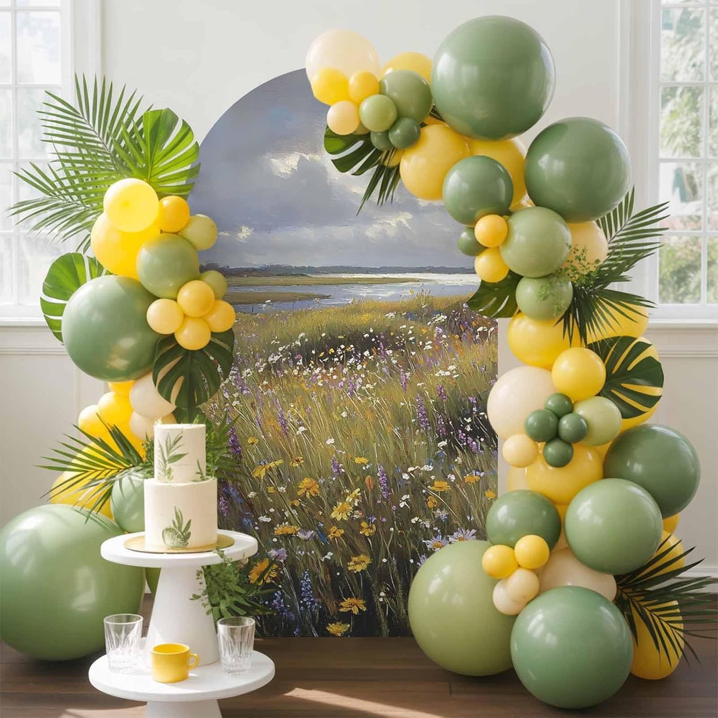 Jnbasdffb 6.6 Spring Floral Wedding Arch Cover, Stretchy Spandex Arch Backdrop Stand Covers FT, Modern Oil Painting
