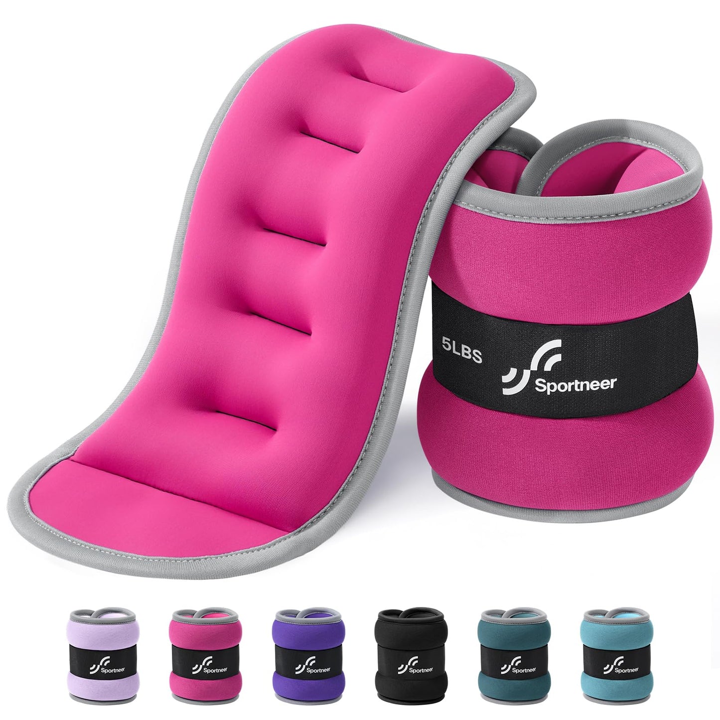 Sportneer Ankle Weights & Wrist Weights -1 2 3 4 5 Lbs Set of 2 for Men Women Kids Strength Training Arm and Leg Weights Set Comfortable and Soft Perfect for Dancing Running Walking Fitness Workout