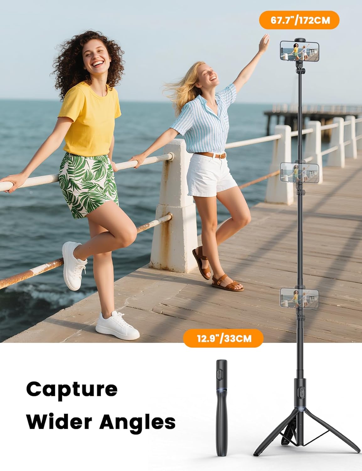 ANXRE 67.7" NT99 Selfie Stick Tripod with Light, Extendable Tripod Stand with Remote for Camera Phone Filming Vlogging