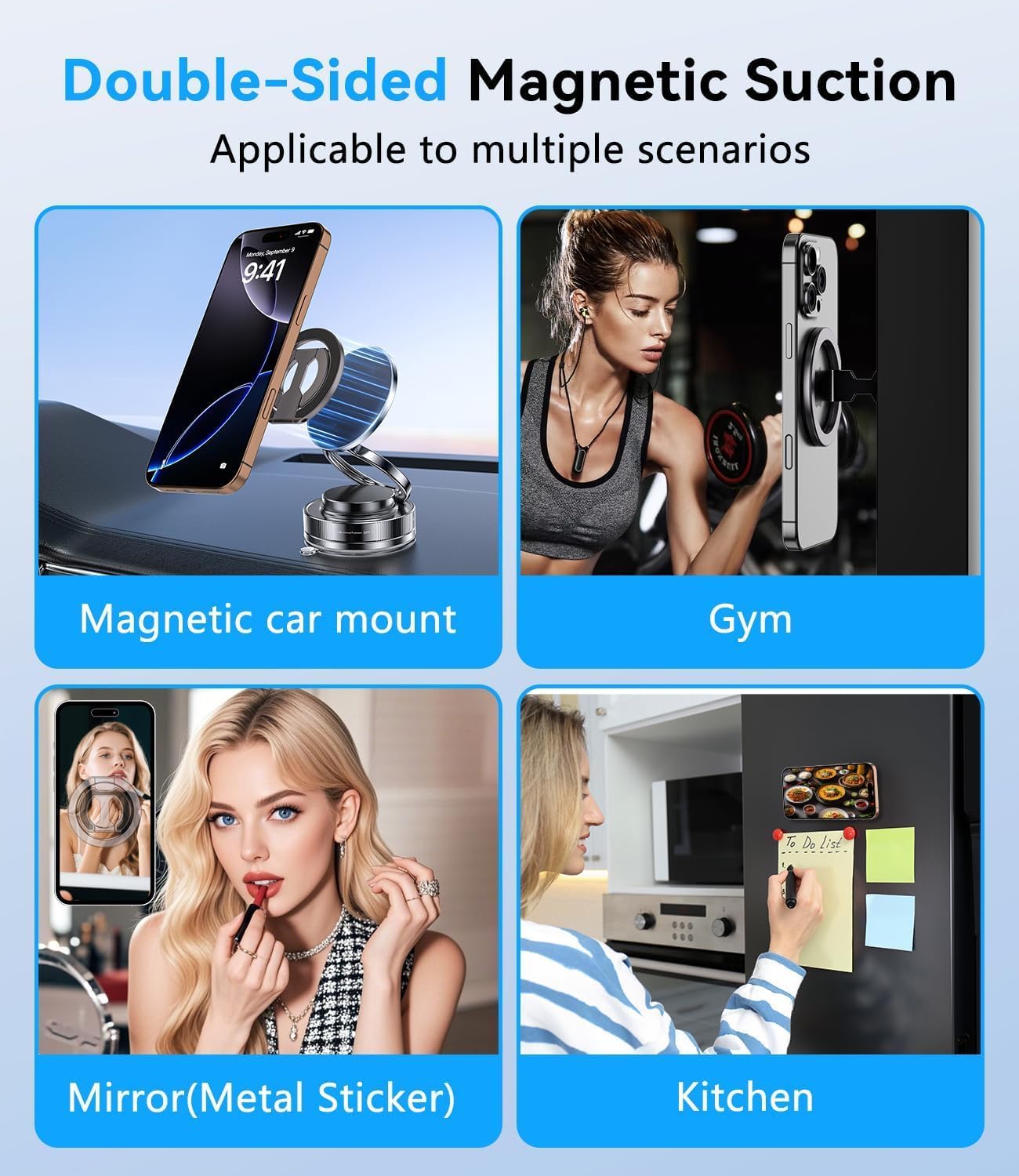 ALAFLY 17/16/15/14/13 Magnetic Ring Holder for MagSafe Dual-Sided, Removable Phone Finger Grip Holder Adjustable