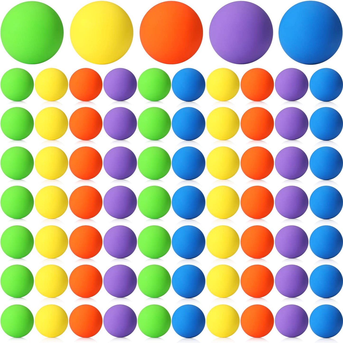 Sosation 50 Pack Lacrosse Ball Bulk 2.5 Inch Soft Rubber Motivational Stress Relief Massage Balls Myofascial Release Tools Muscle Knot Remover(Bright Color)