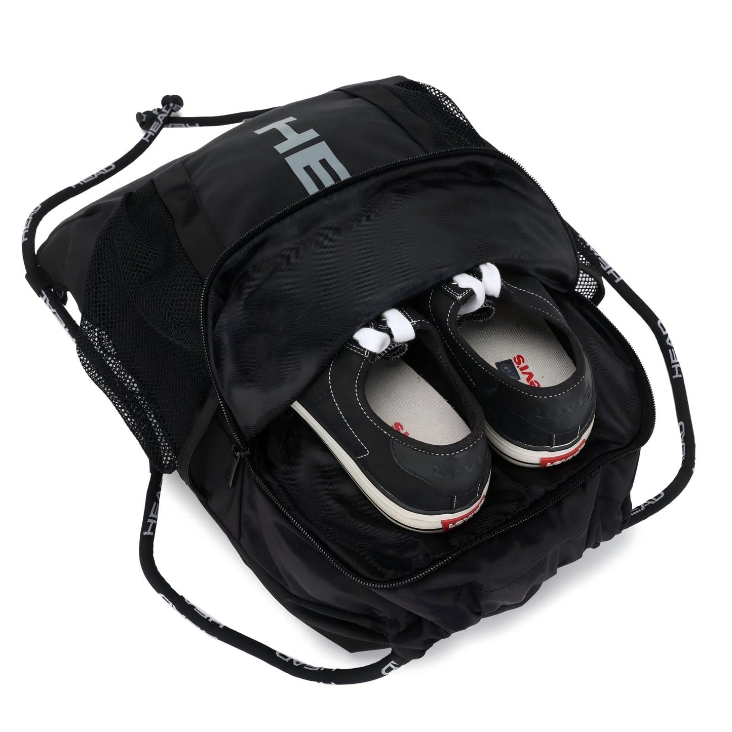 HEAD Men's Drawstring Backpack with Shoe & Phone Pocket,Structured Sports Gym Sack with Bottle Holders for Basketball, Workout, Tennis, Swimming, Travel,Training