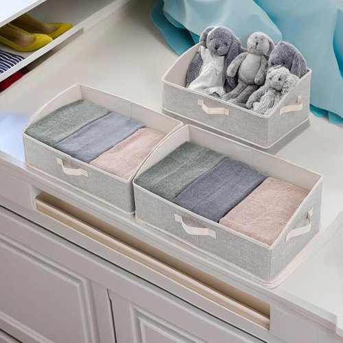 Closet Organizers by [Brand Name] - Foldable Clothes Storage with Handles | Large Capacity Grey Drawer Boxes