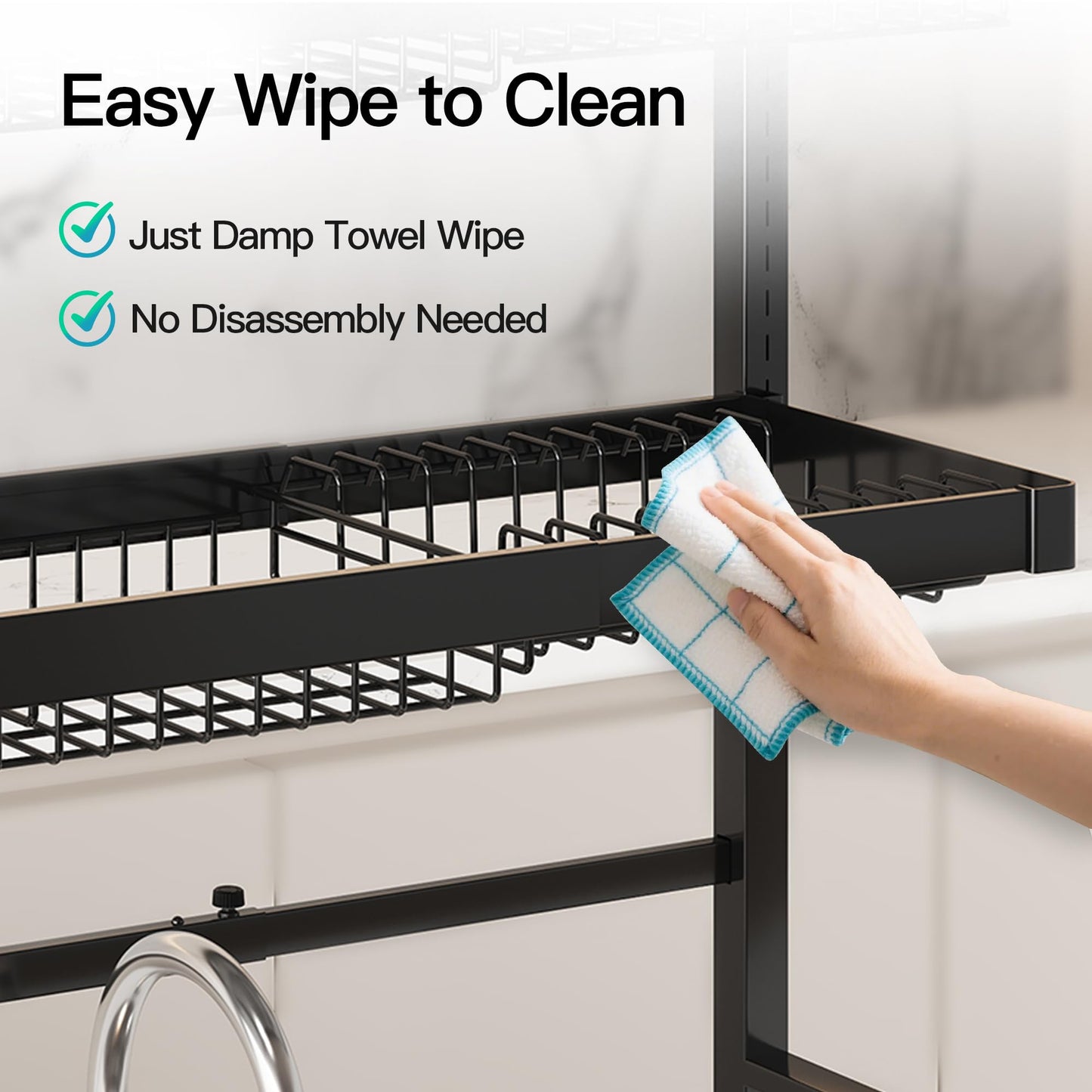 MAJALiS 3 Tier Extra Large Stainless Steel Expandable Over The Sink Dish Drainer Drying Rack, Rust Proof Metal, Space Saving, Modern Black Big Capacity Extendable Plate Strainers Above Counter