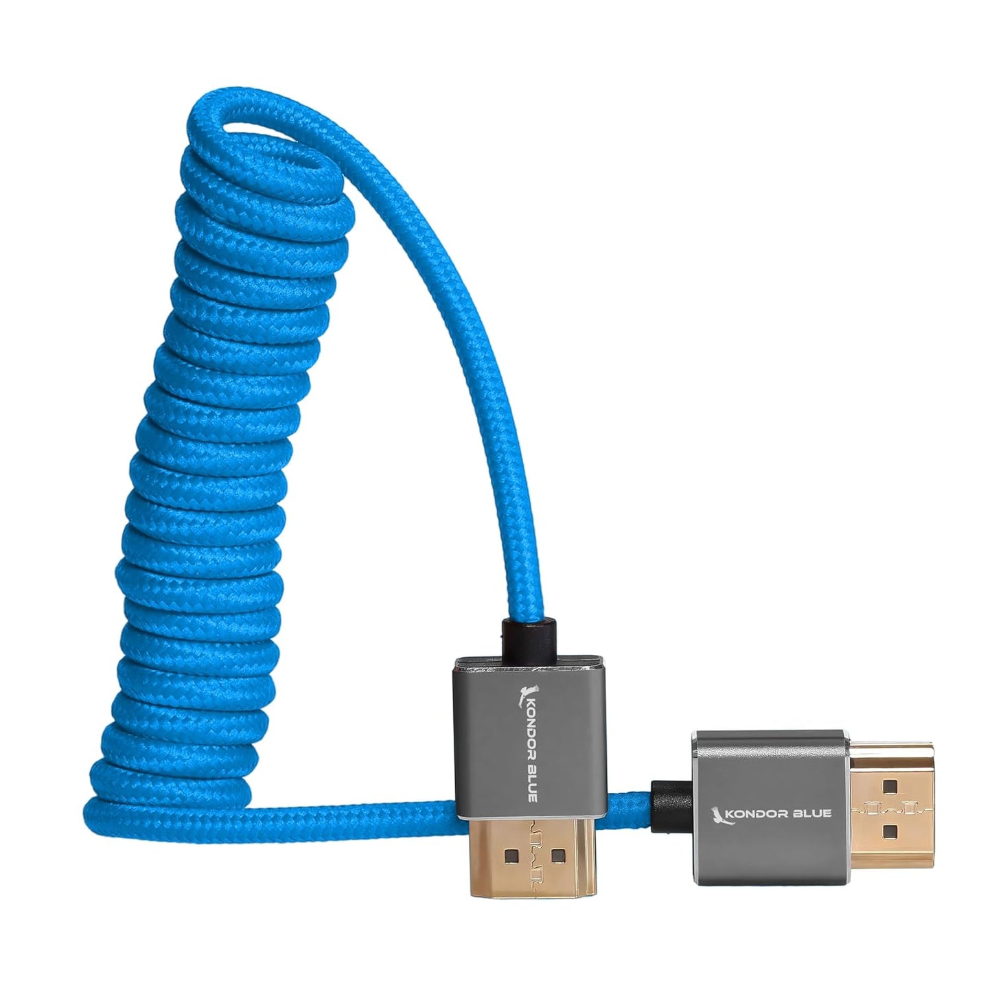 2.0 12"- 24" 4K 60Hz 18Gbps, 3D, KONDOR BLUE | Full HDMI Type A Male to Male Coiled Braided Cable | HDR, Reinforced |
