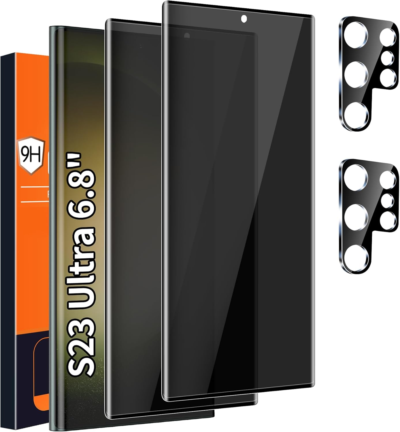 Arshek [2+2 Pack] S23 9H 3D S23 5G Galaxy Ultra Privacy Screen Protector, Tempered Glass, Ultrasonic Fingerprint