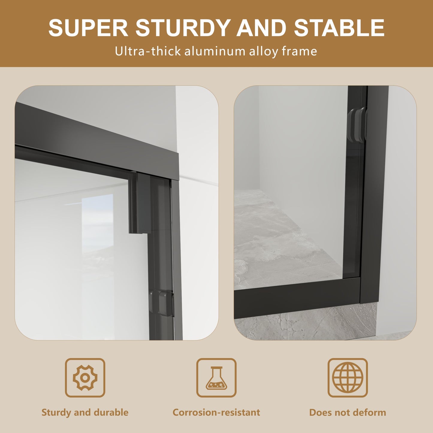 RFN 56-60" W x 76" H Framed Bypass Double Sliding Shower Door, 1/4" (6 mm) Easy-to-Clean Treated Clear Tempered SGCC Glass,Bathroom Door(Matte Black, 56-60" W*76" H)
