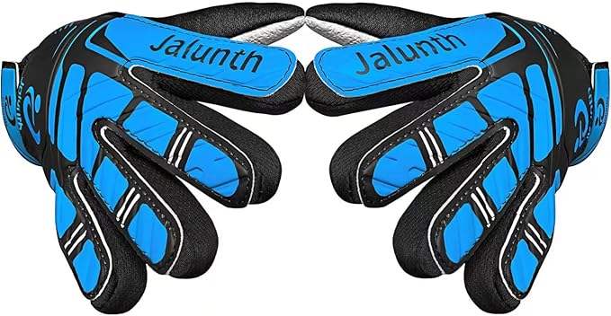 Jalunth Soccer Goalie Gloves Kids Youth Goalkeeper Field Player Gloves Boys Girls Training Grip Goal Keeper Glove Age 4-14 Years Old with Upgraded Anti-Skid Latex Palm