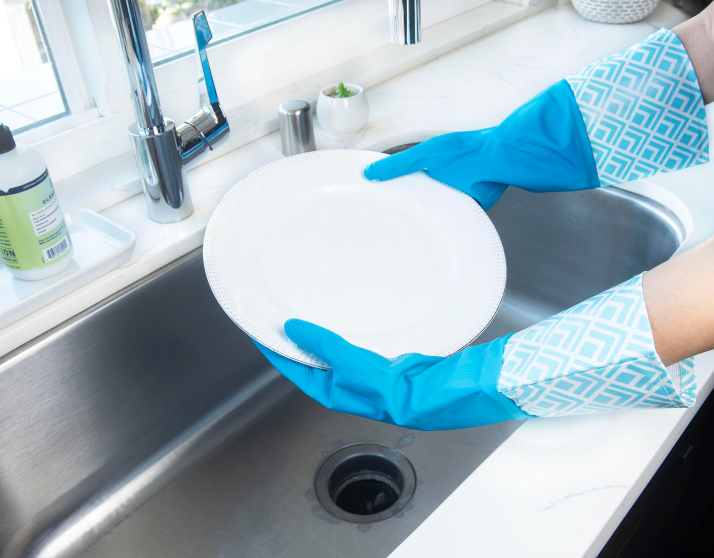 Glam Gloves, Latex Cleaning Gloves, Extra Long Gloves with Vinyl Cuff, Includes 2 Pairs of Gloves