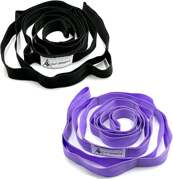Stretching Strap Yoga Strap with Loops, Stretch Straps for Physical Therapy, Non-Elastic Exercise Strap for Pilates, Dance and Gymnastics with Workout Guide