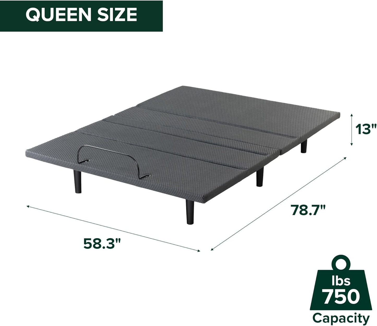Zinus Nadia Adjustable Bed Frame - Electric Reclining Platform Base with Wireless Remote | Queen Size