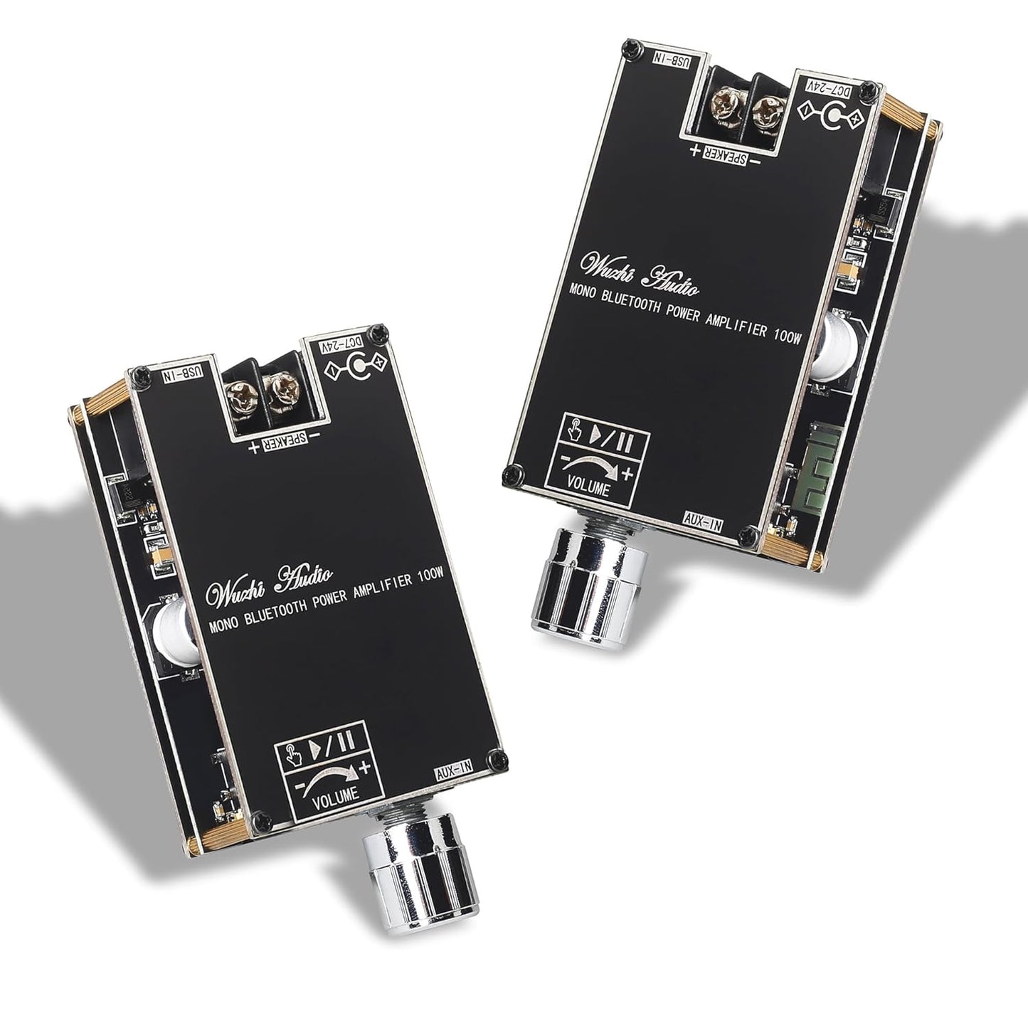 Wuzhi Audio 2PCS ZK-1001B TPA316D2 DC7-24V 100W, Mono Bluetooth Amplifier Board with Chip, Wide Voltage Input Peak