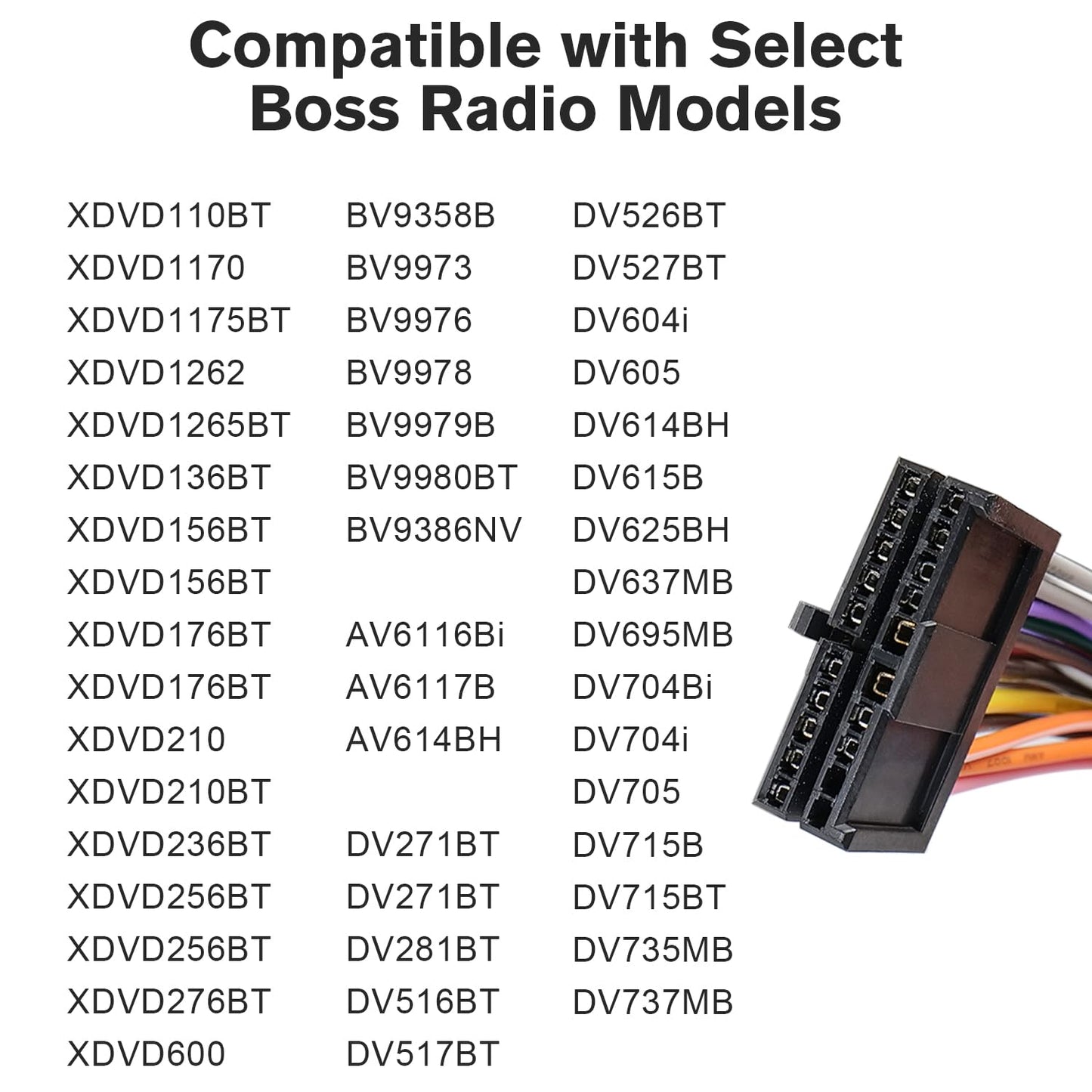 20Pin Stereo Wiring Harness Radio Connector Compatible with Boss Car Stereo Wire Adapter