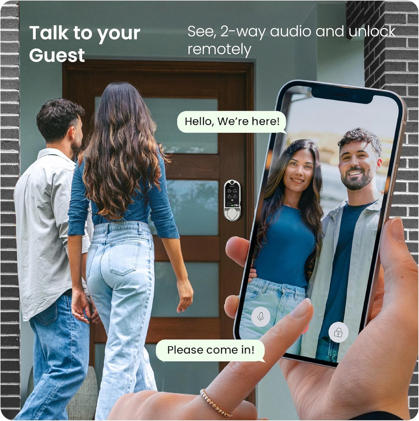 Lockly Vision Smart Lock, HD Video Doorbell Smart Locks for Front Door, Fingerprint Door Lock, Touchscreen Keypad, App Control, No Monthly Fee, Auto Lock