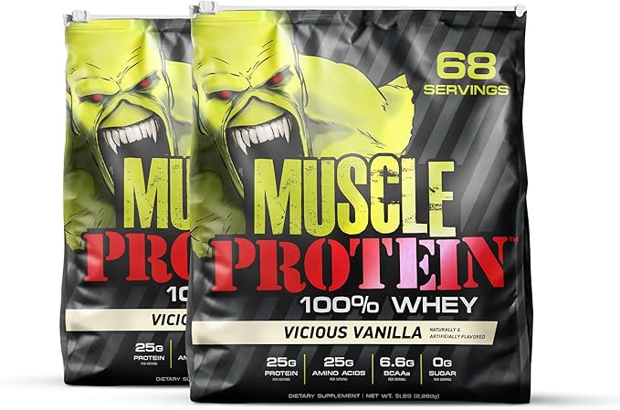 Muscle Whey Protein Flavored Protein Powder, 25,000mg Amino Acids/Serving, Cold Filtered(Packaging May Vary) (10 Pound (Pack of 2), Vanilla)