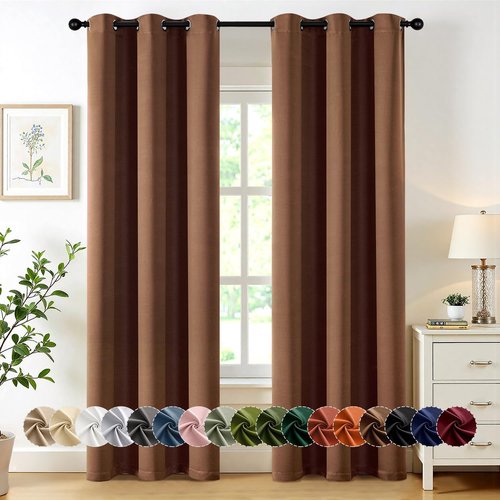 MIULEE Blackout Curtains - Thermal Insulated Room Darkening Drapes | 84-Inch Mocha Brown, 2 Panels