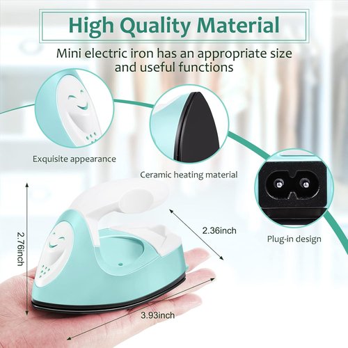 Honoson Mini Craft Iron - Portable Tiny Heat Press for DIY Projects | Mint Green, 3.93 x 2.36 x 2.76 in
