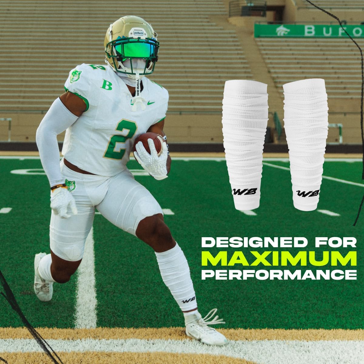 We Ball Sports Football Leg Sleeves Calf Compression for Men, Athletic Shin Splint Support - One Pair (Black)