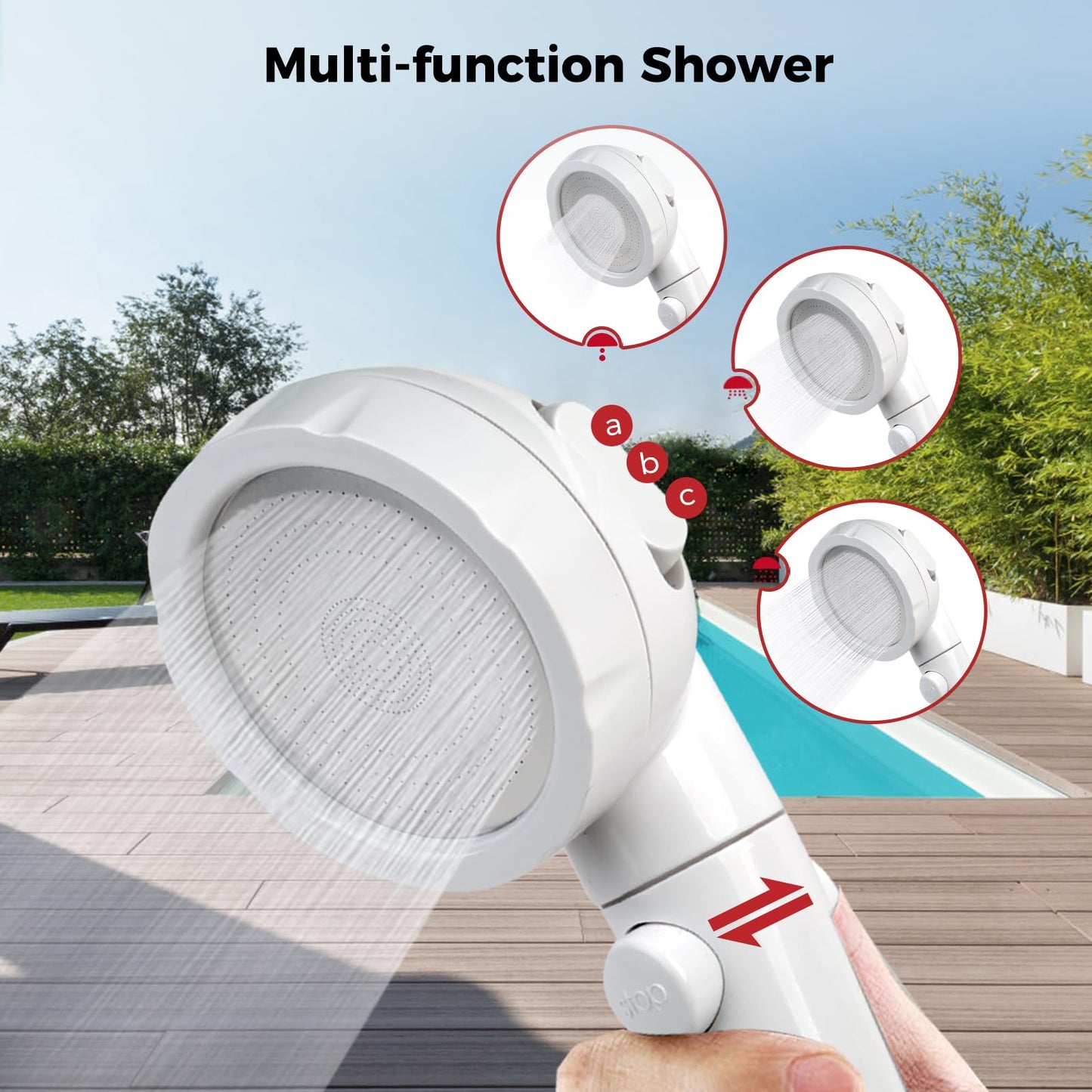 CAMPLUX 2.64 GPM Propane Portable Gas WaterHeater, 68,000 BTU Outdoor Tankless CampingWater Heater with Digital Display, White,BW264