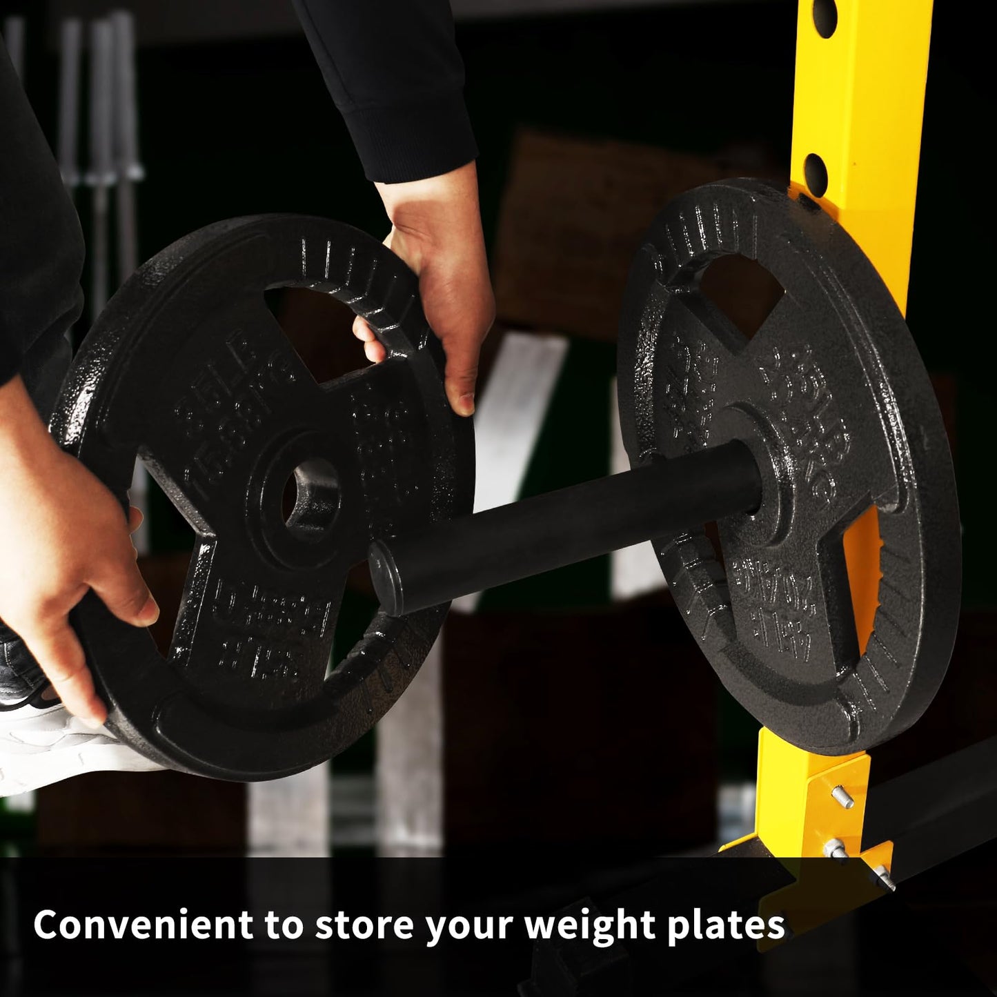 Weight Plate Holder Power Rack：1Pair Olympic Plate Storage for Squat Rack Attachment- 2inch Plates Holder for Power Cage Rack