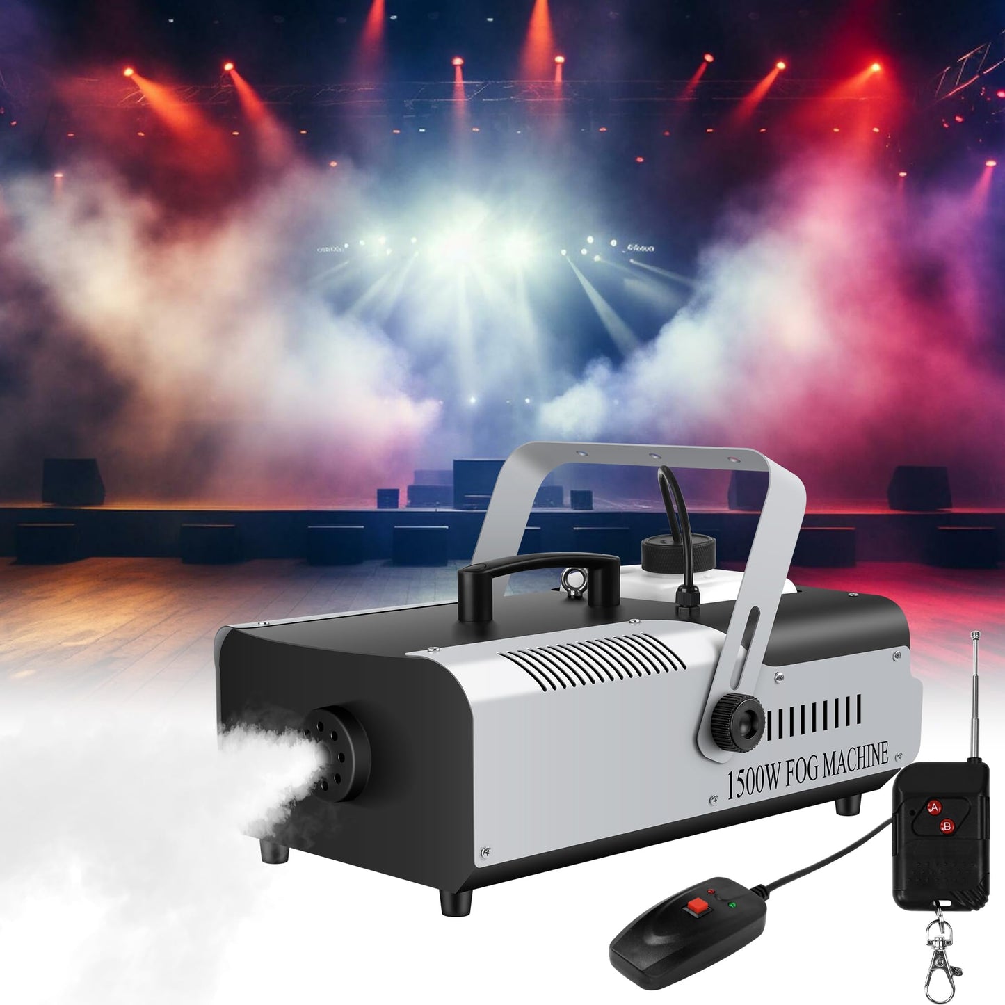 Sklydron 1500W Fog Machine - Halloween Smoke Machine with Remote & Wired Control, Maquina De Humo Para DJ with16000 CFM High Output for Haunted Houses, Stage Shows & Wedding,DJ Club,Live Concert