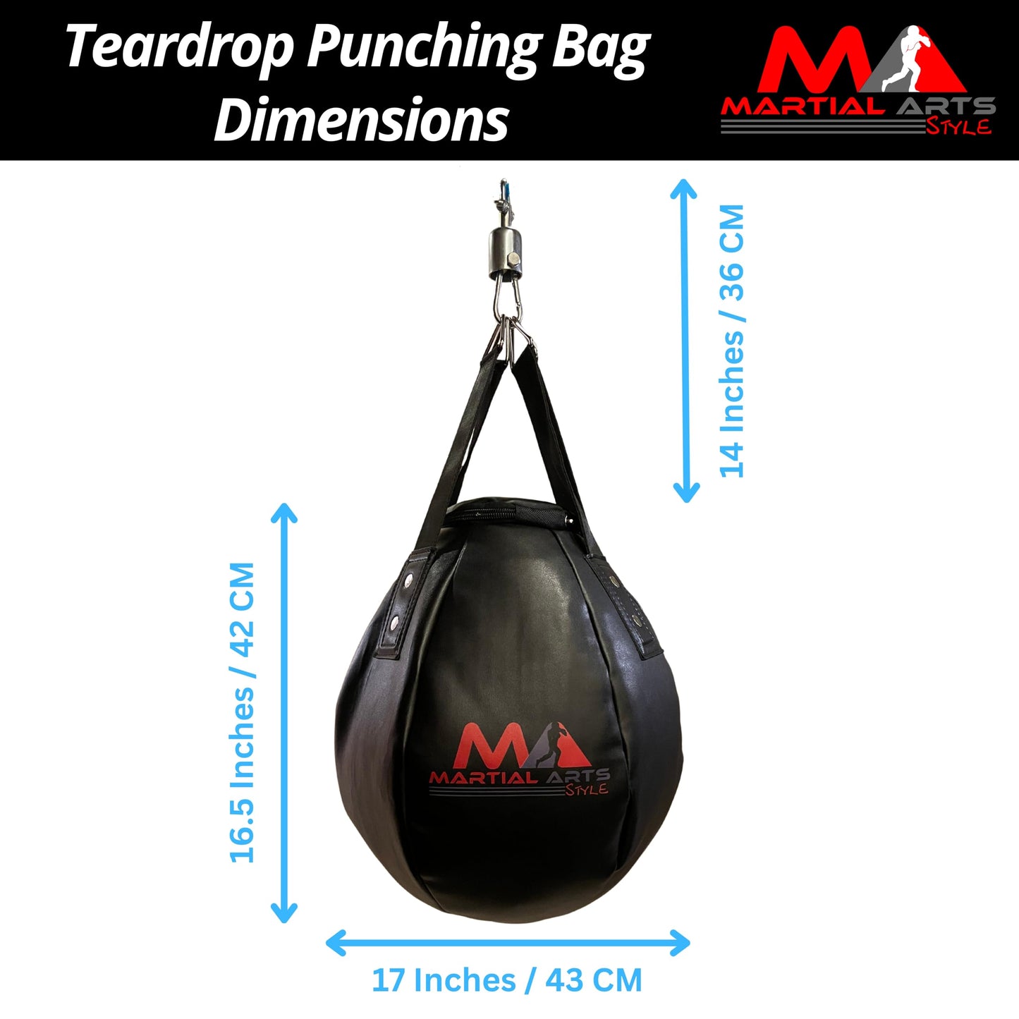 Wrecking Ball Punching Bag, Professional Boxing Teardrop Body Snatcher Bag for Training MMA Kickboxing Muay Thai, Round Shaped Heavy Bag (Unfilled) (Black, 110)