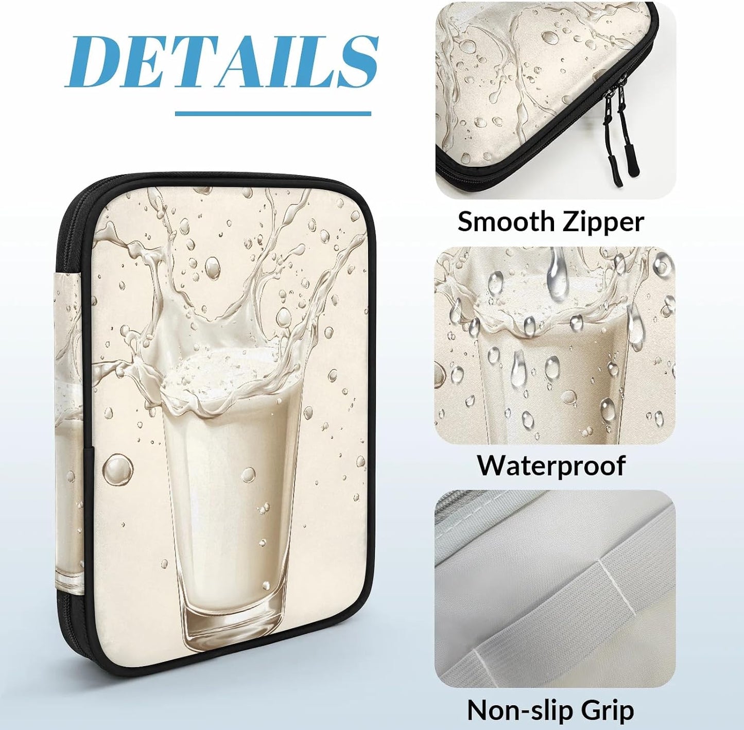 Milk Drinks Cord Organizer Travel Pouch Tech Electronic Accessories Case Funny Cable Storage Bag for Charger, SD Card