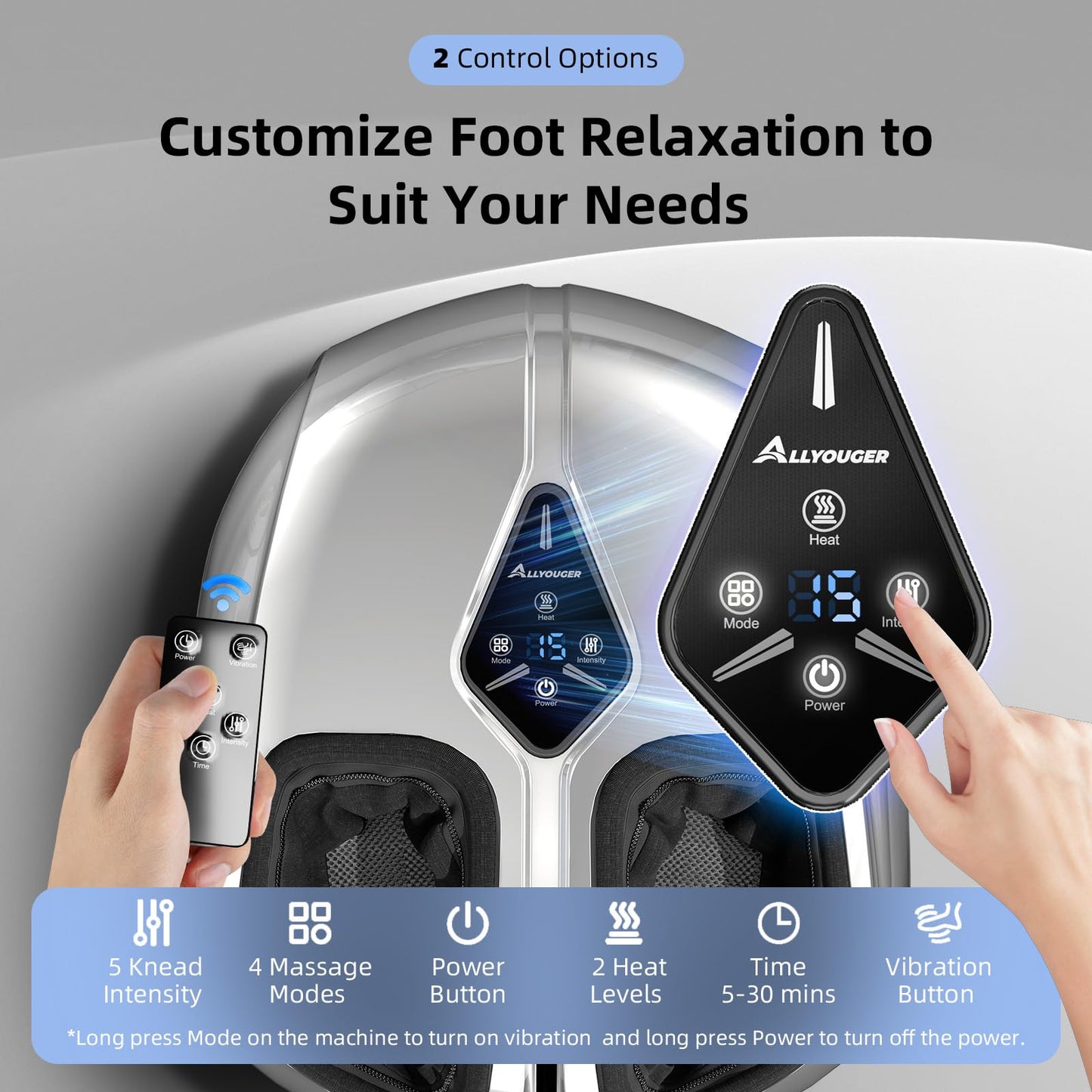 Jokupey Shiatsu Foot Massager with Heat,Vibration,Air Compression and Deep Kneading for Plantar Fasciitis, Neuropathy,Improve Foot Wellness,Gifts for Women & Men（Silver）