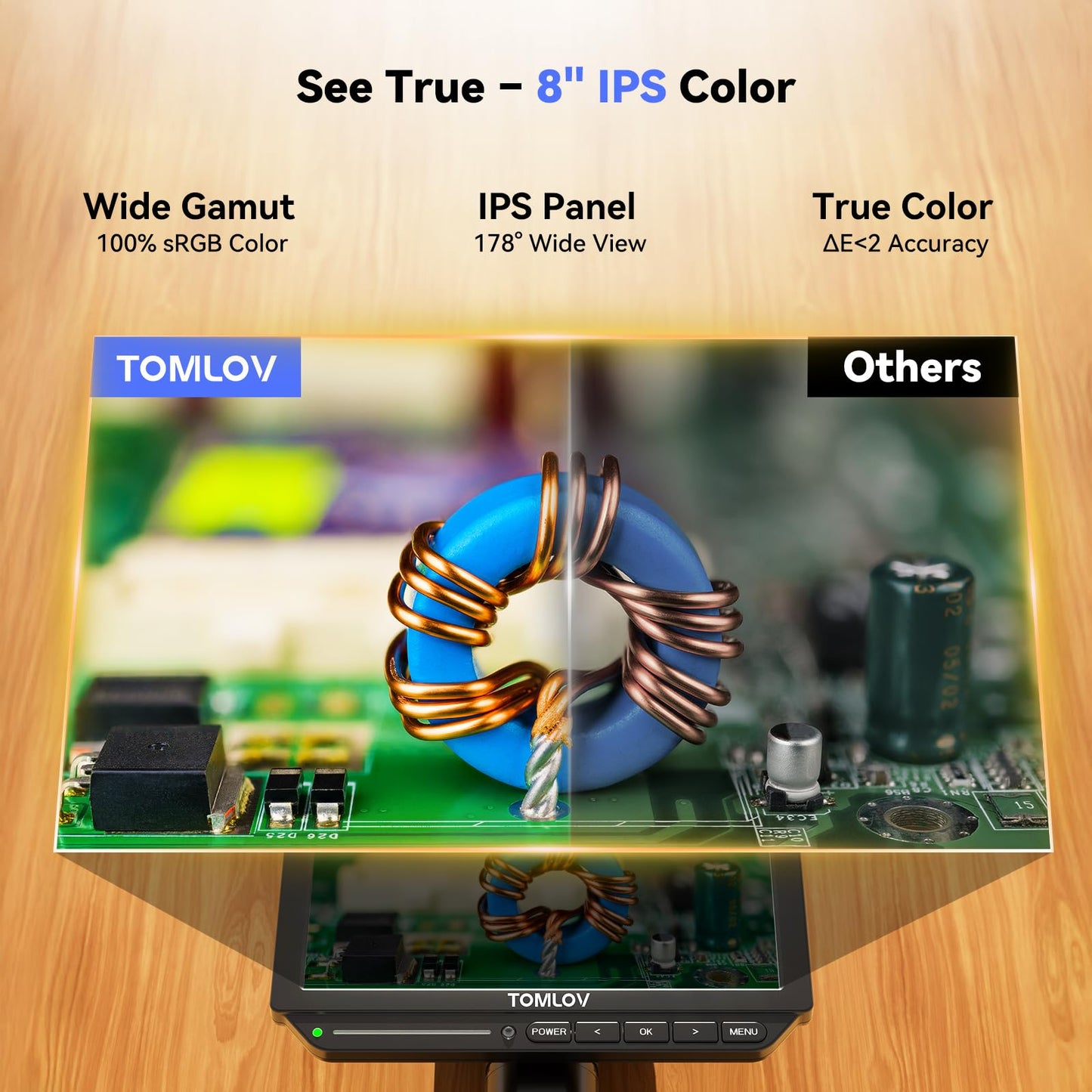 TOMLOV Autofocus 4K Digital Microscope: 8" TM4K-AF Flex Arm HDMI Micro Soldering Microscopes for Adults, Side Lights Coin Microscope, 52MP LCD Microscopes with Screen, Electronics Repair Mat,16GB