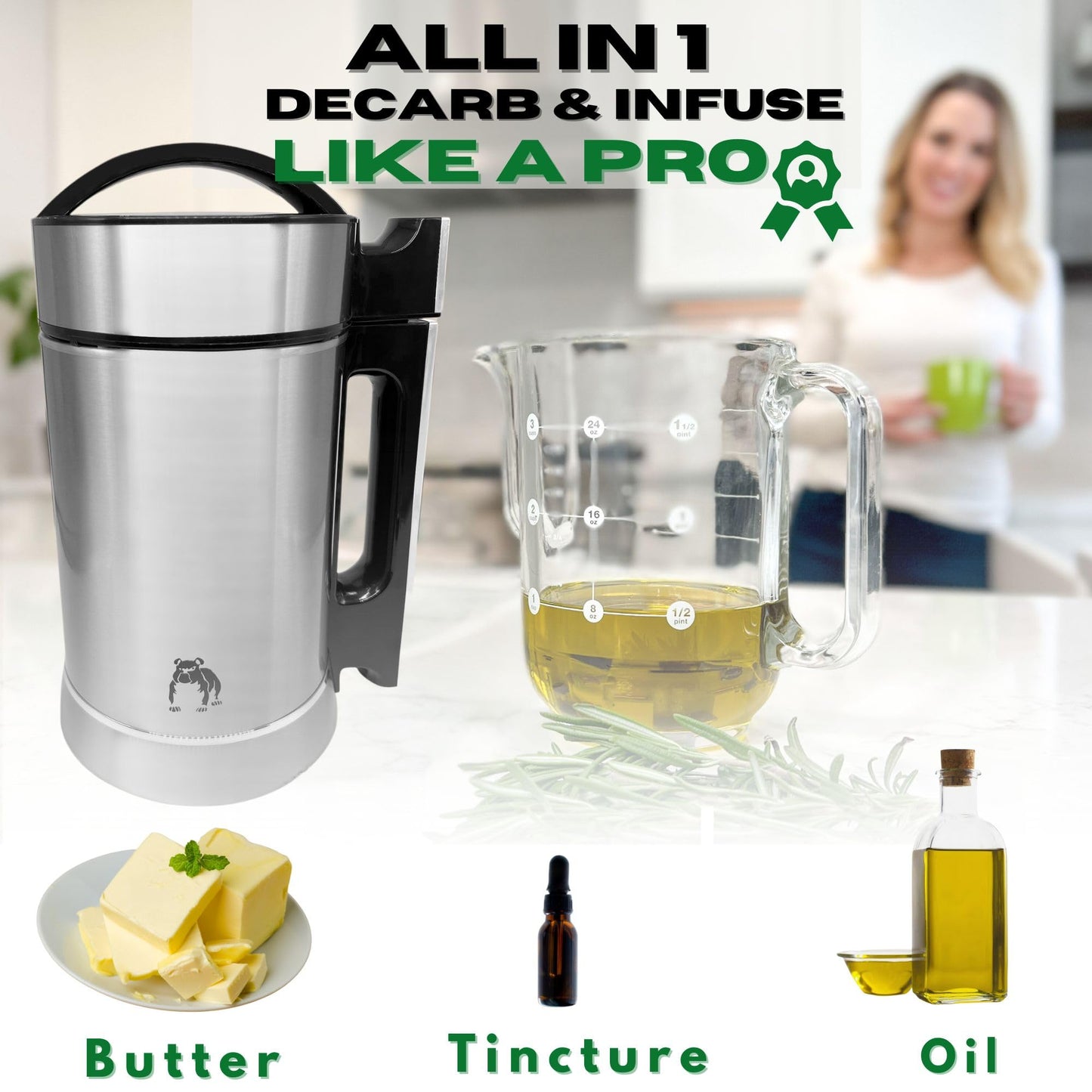Decarboxylator Infuser Machine, Butter Machine, Magic Infuser, Decarboxylation Decarb Infusion, Botanical Extractor, Make Magical Herbal Infusions Butter, Oil or Tincture, Kit Includes Butter Mold