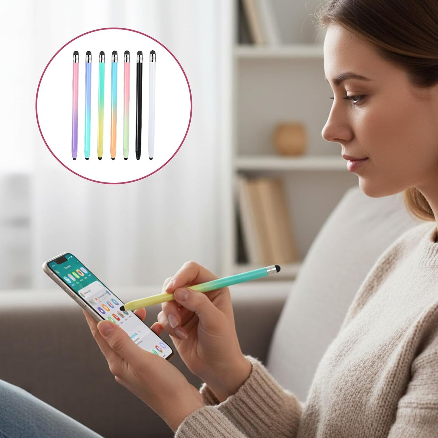 cobee 7 2 1 Pcs Stylus Pens, in Stylus Pen for Touchscreen Universal Tablet Pens High Sensitivity StylusPen with Double