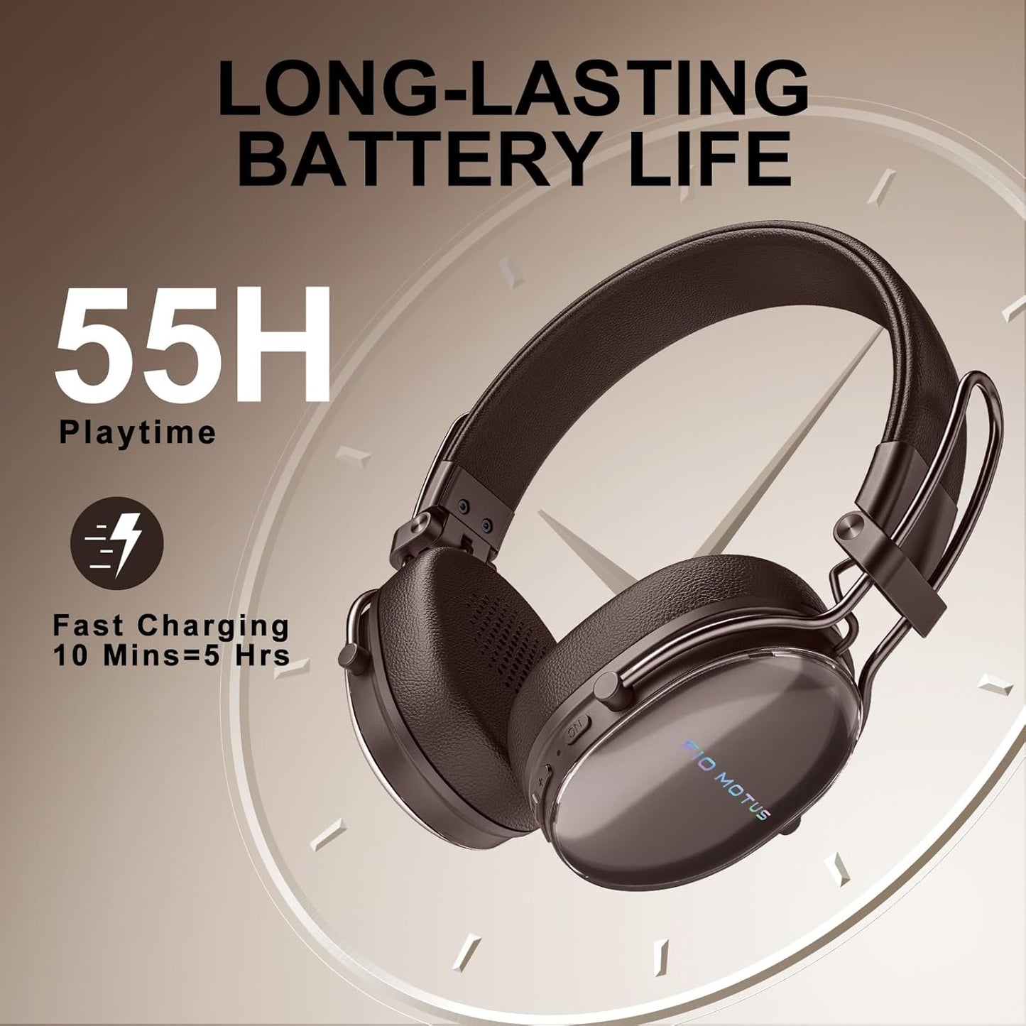 55H Active Noise Cancellation Wireless Bluetooth On-Ear Headphones:with - Hi Res Sound Up to Battery Life, Lightweight